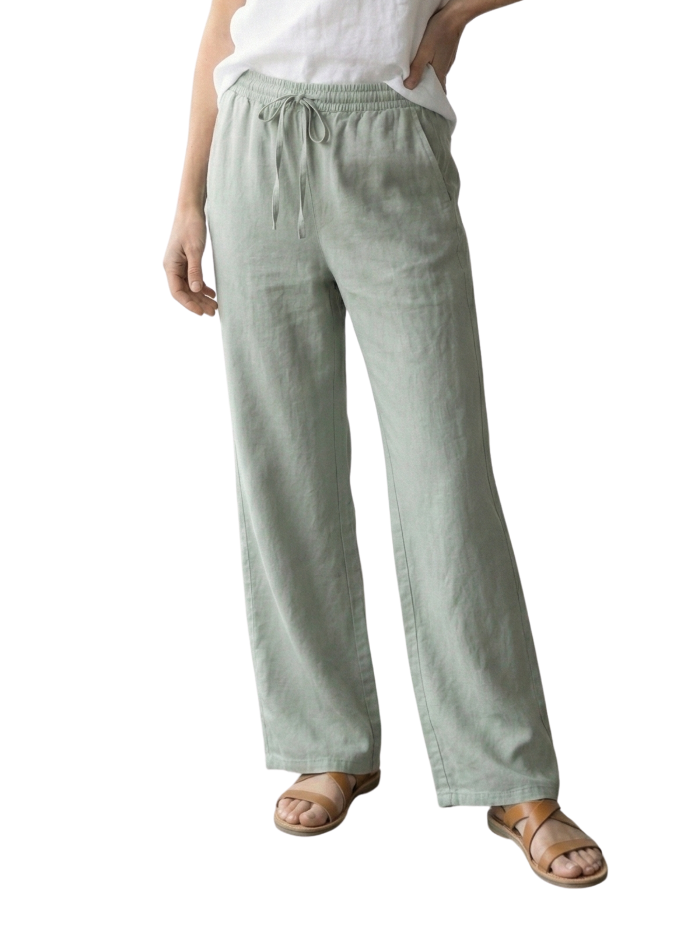 Mint Loose Fit Pant With Elastic Waist