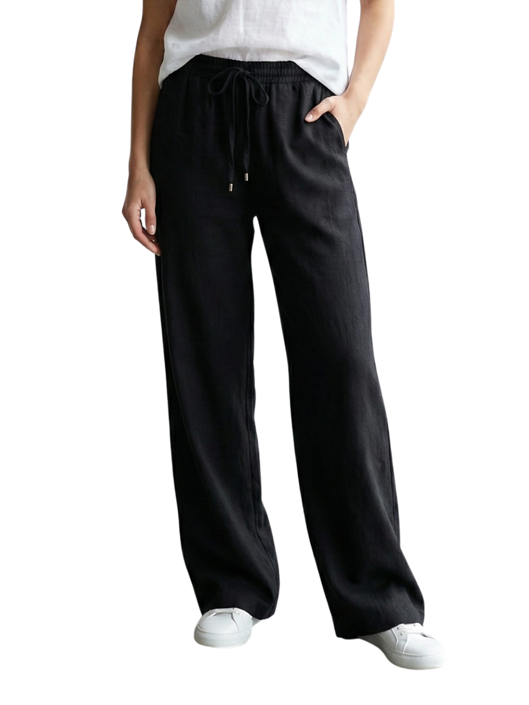 Black Loose Fit Pant With Elastic Waist