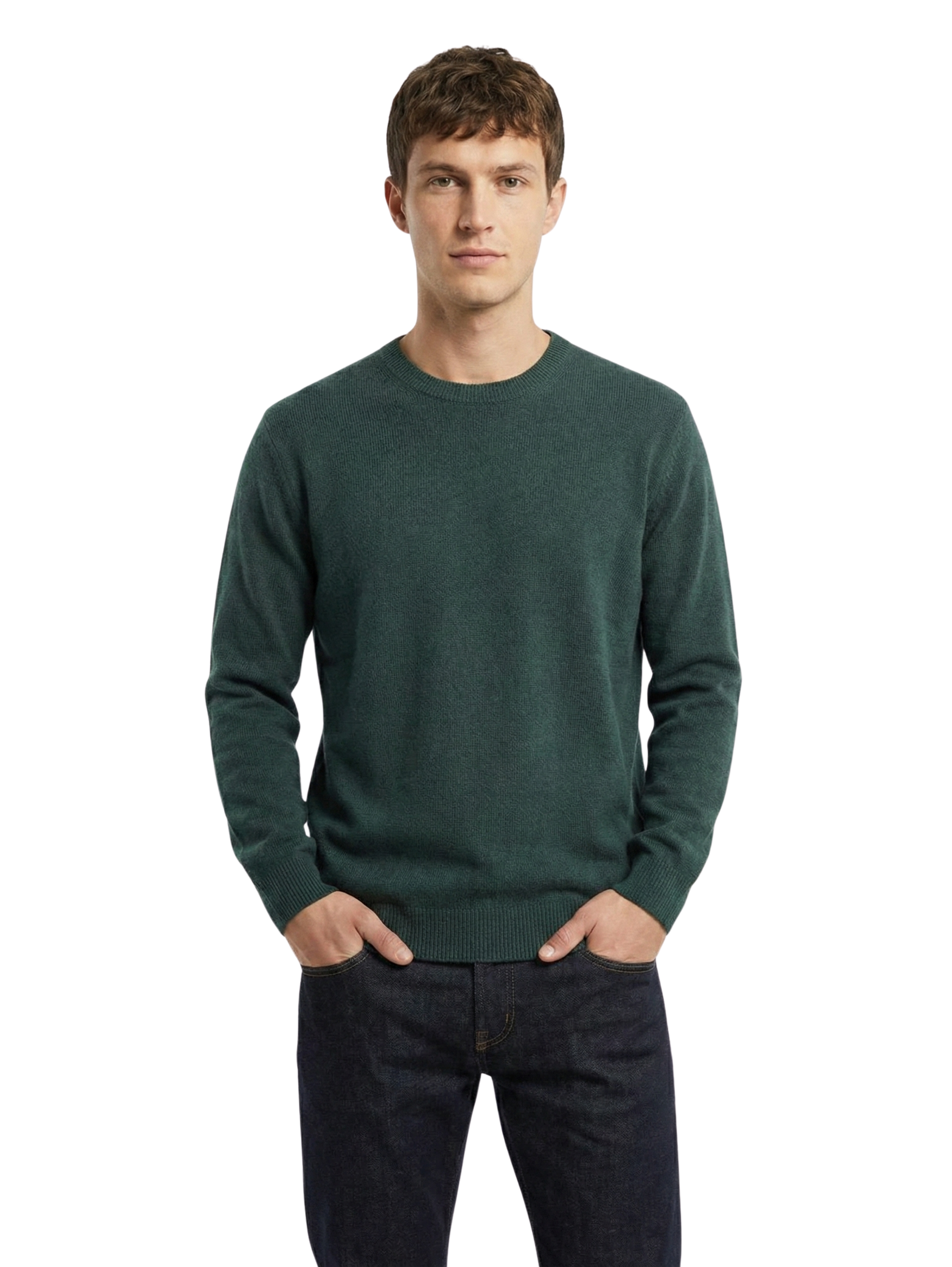 Damat Round Neck Knitwear Dark Green Long Sleeve Pullover