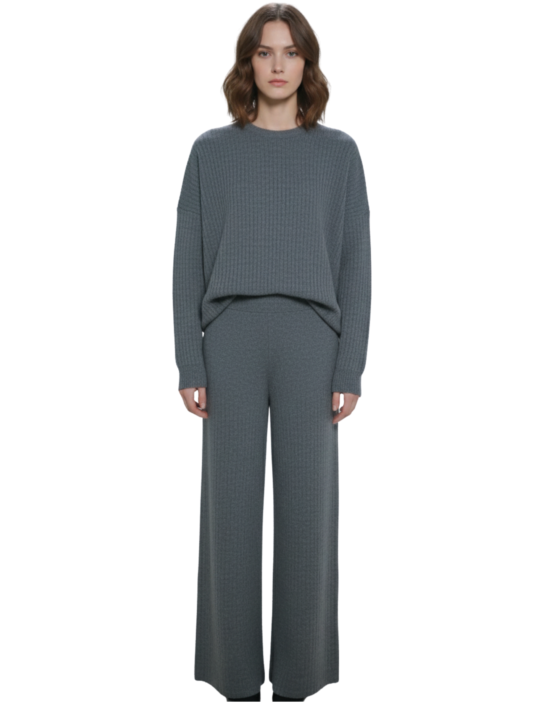 Ribbed Dark Grey Pant & Sweater Set