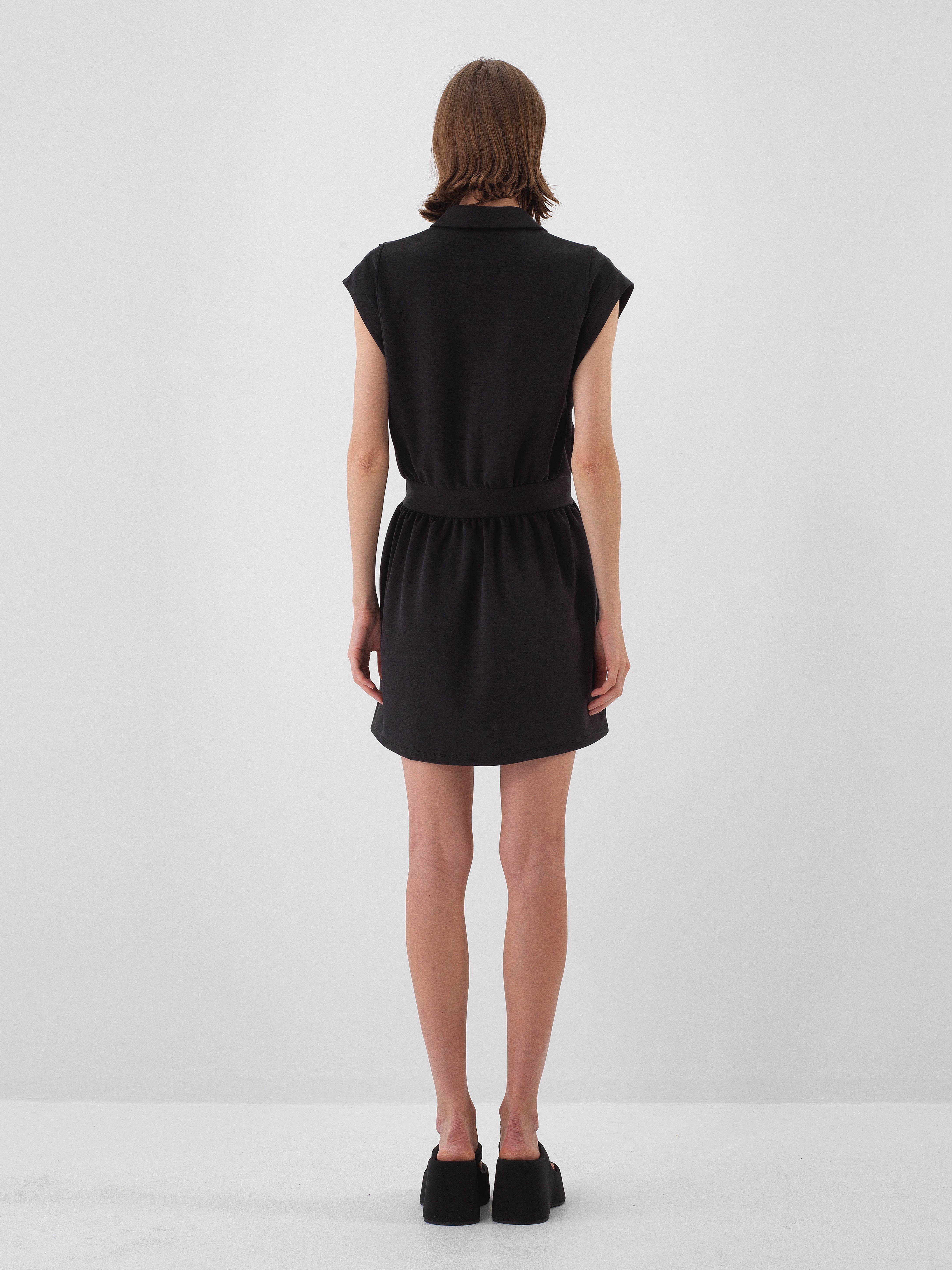 Xint Regular Fit Black Dress With Zipper