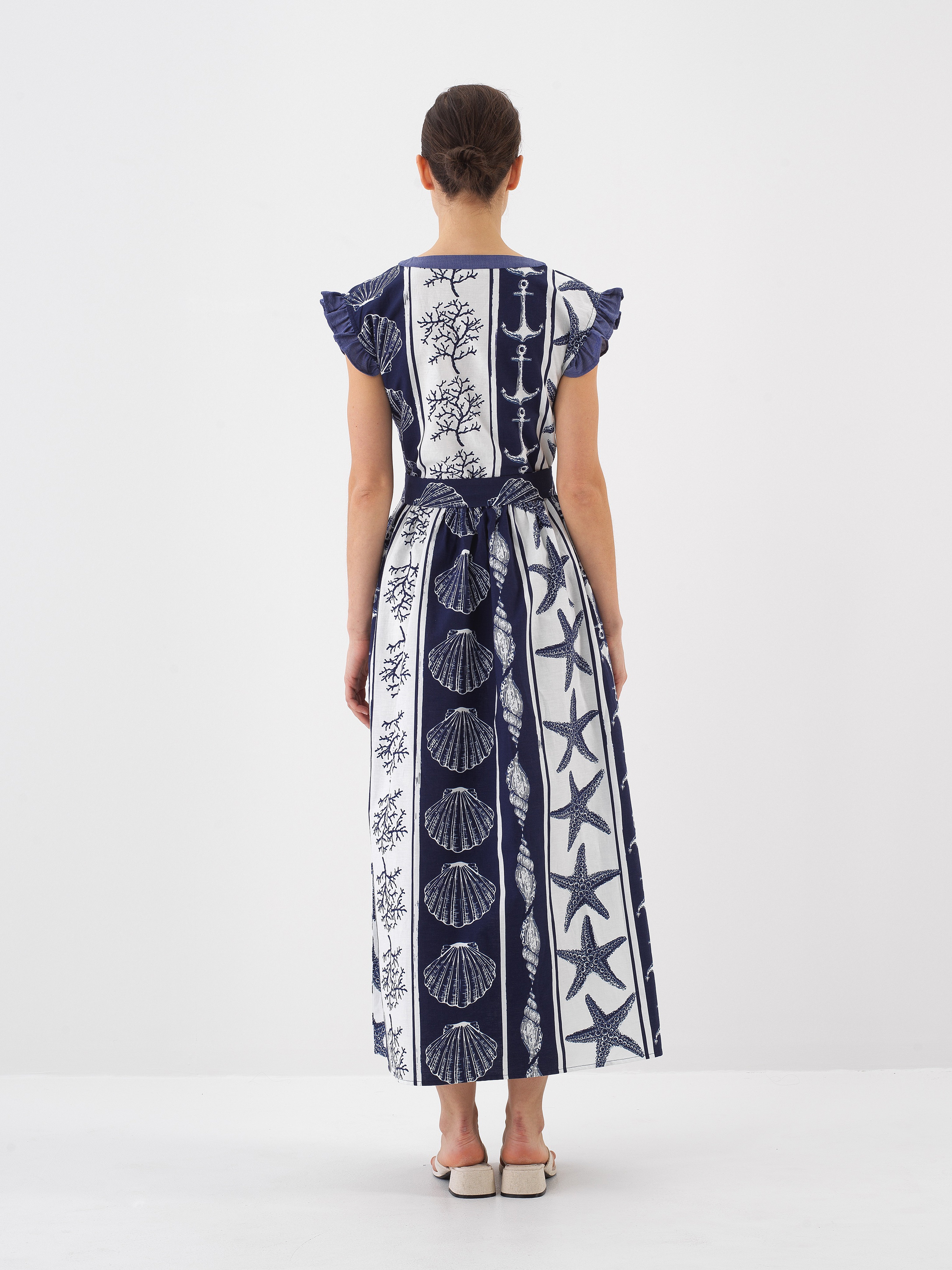 Xint Navy Blue Regular Fit Linen Dress