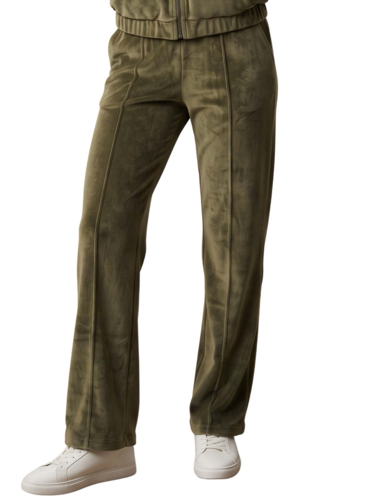 Khaki Zip-Up Hoodie And Sweatpants Set