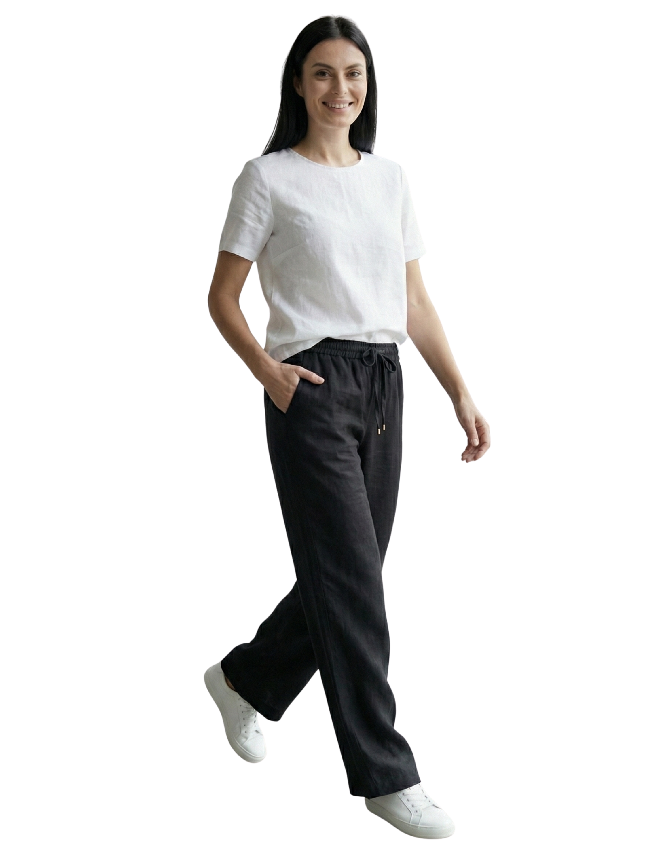 Black Loose Fit Pant With Elastic Waist