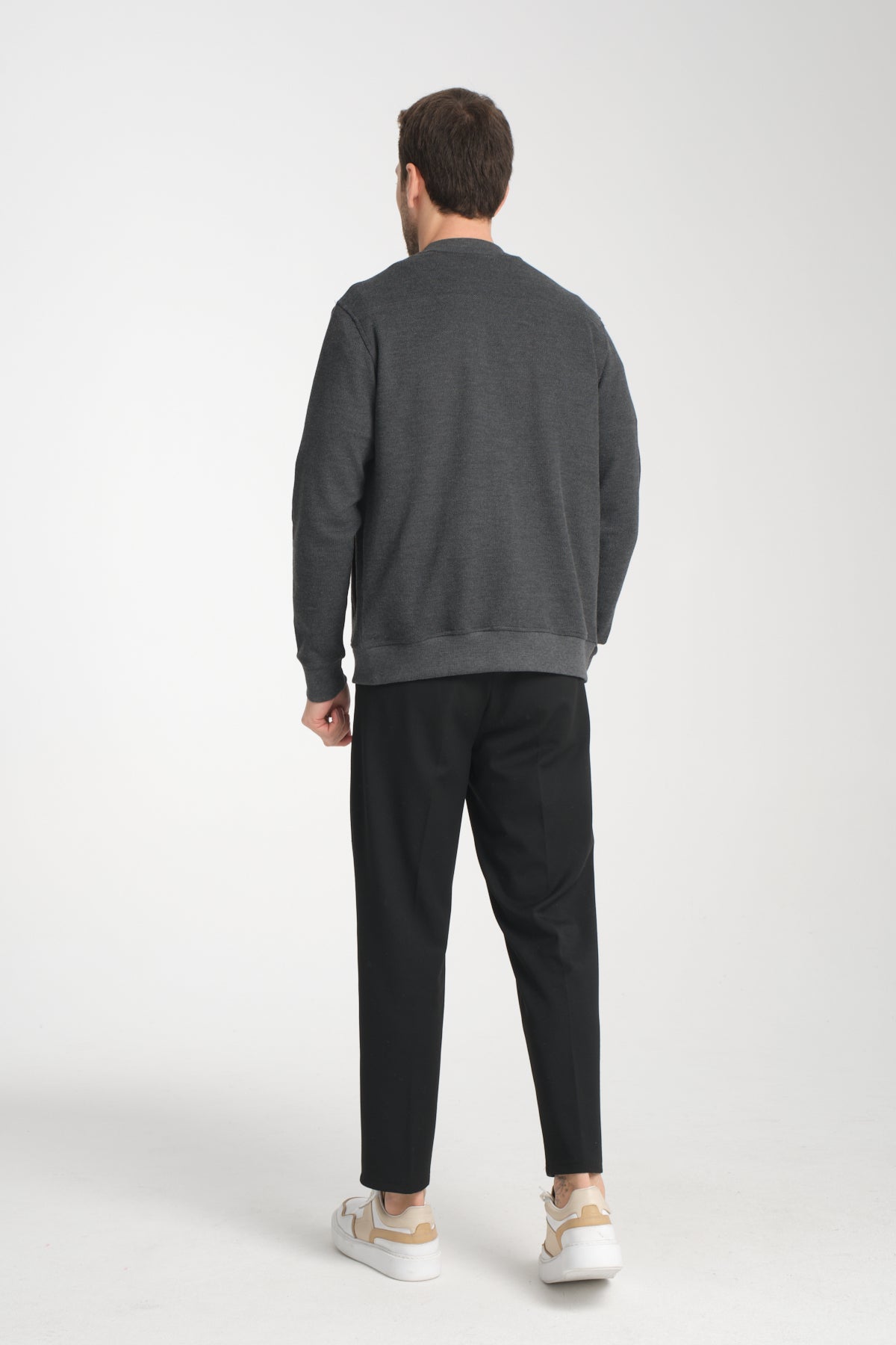 Casual Antra Heathered Zip Up Sweater Jacket With Side Pockets