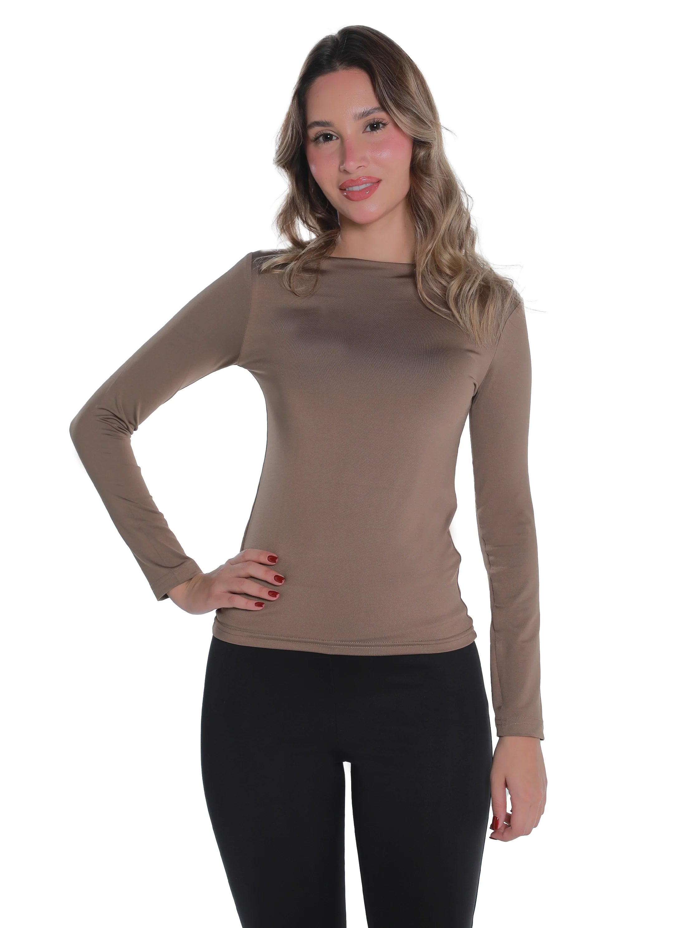 Long Sleeved Hazel Basic Top Round Neck