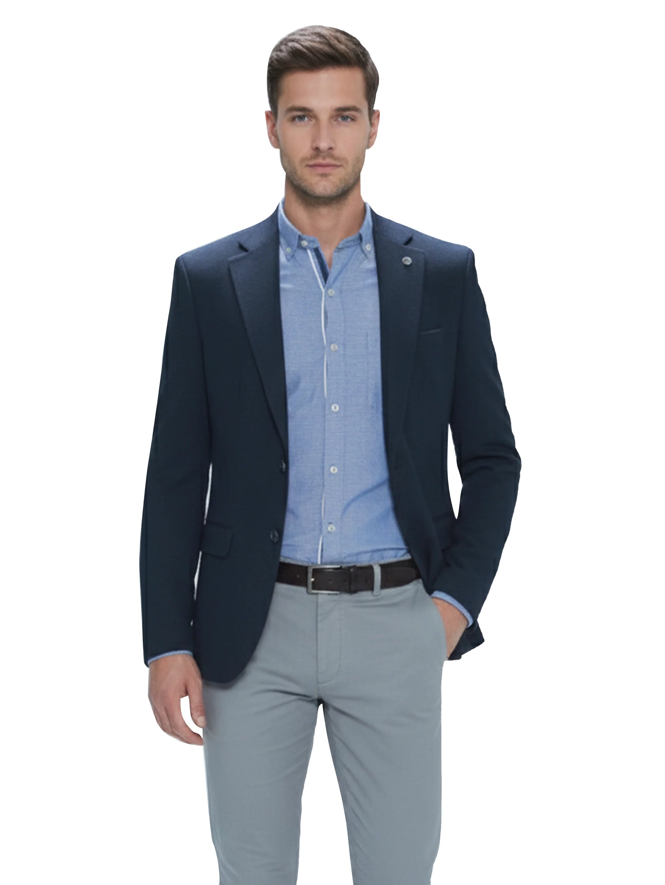 Single-Breasted Navy Blazer Wit Two Button To Close