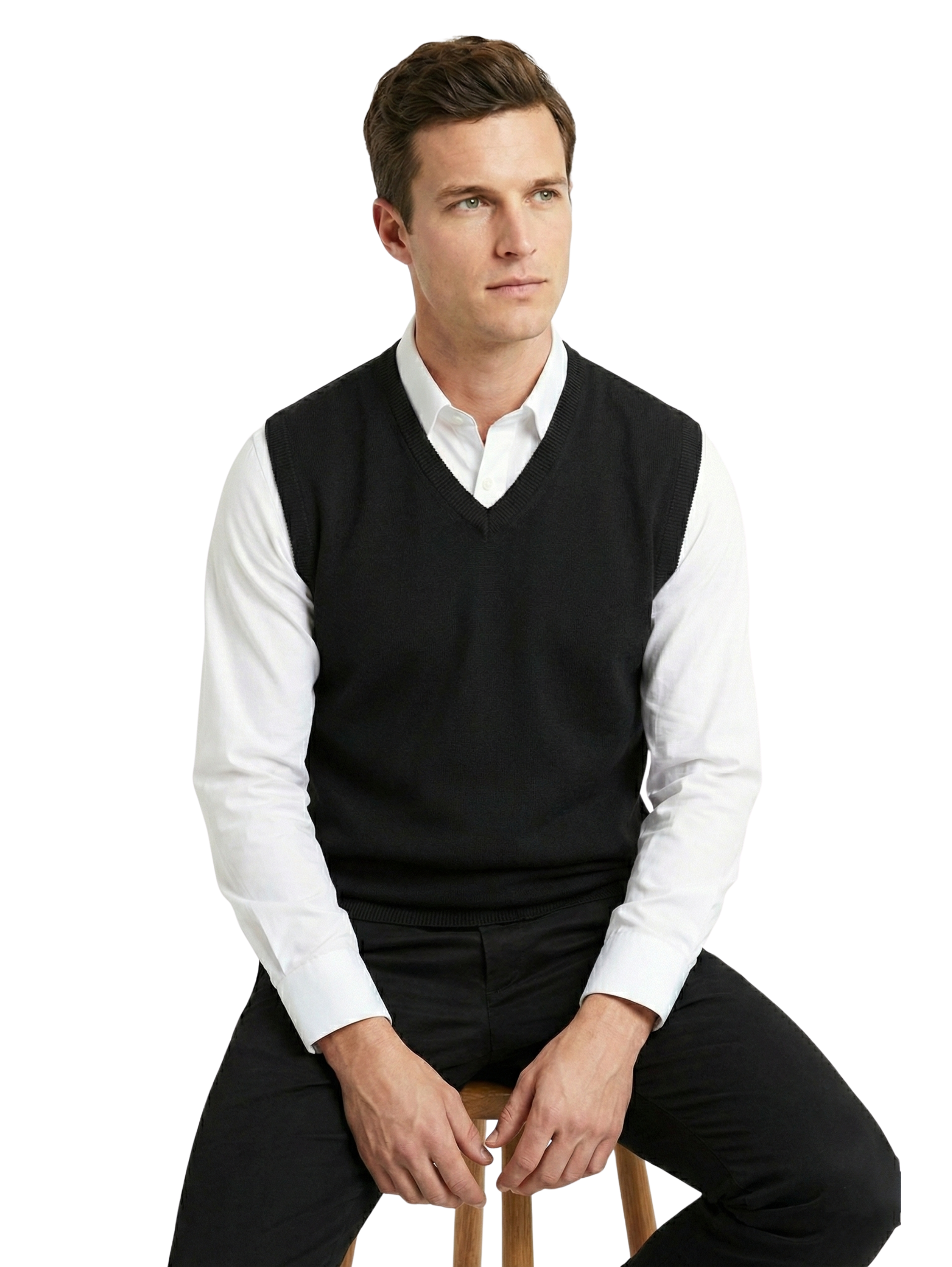 Damat Black Sleeveless V- Neck Pullover