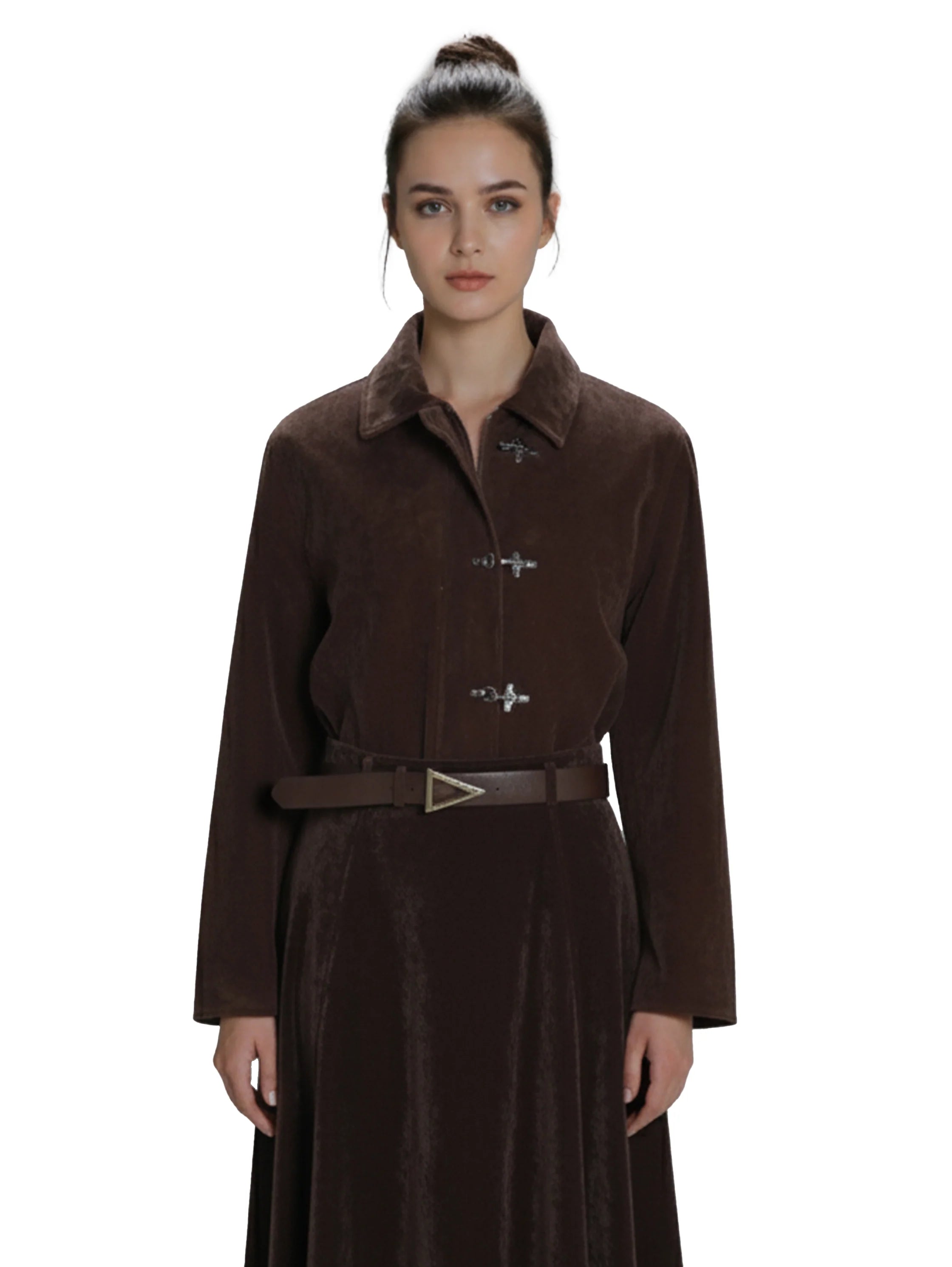 Brown Velvet Corduroy Buttoned Jacket