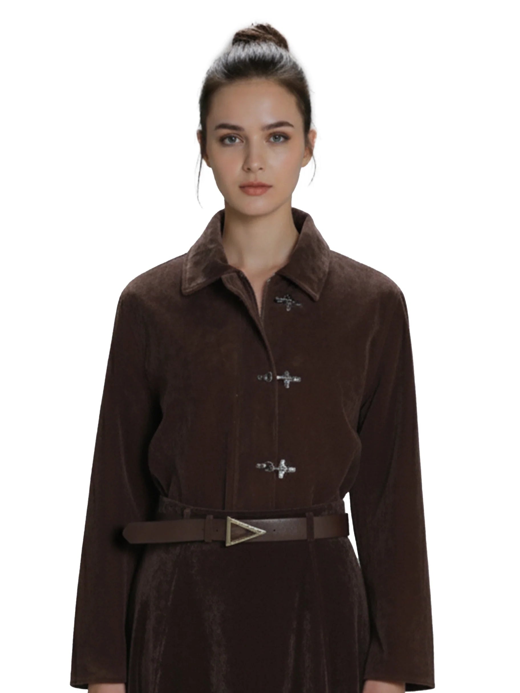 Brown Velvet Corduroy Buttoned Jacket