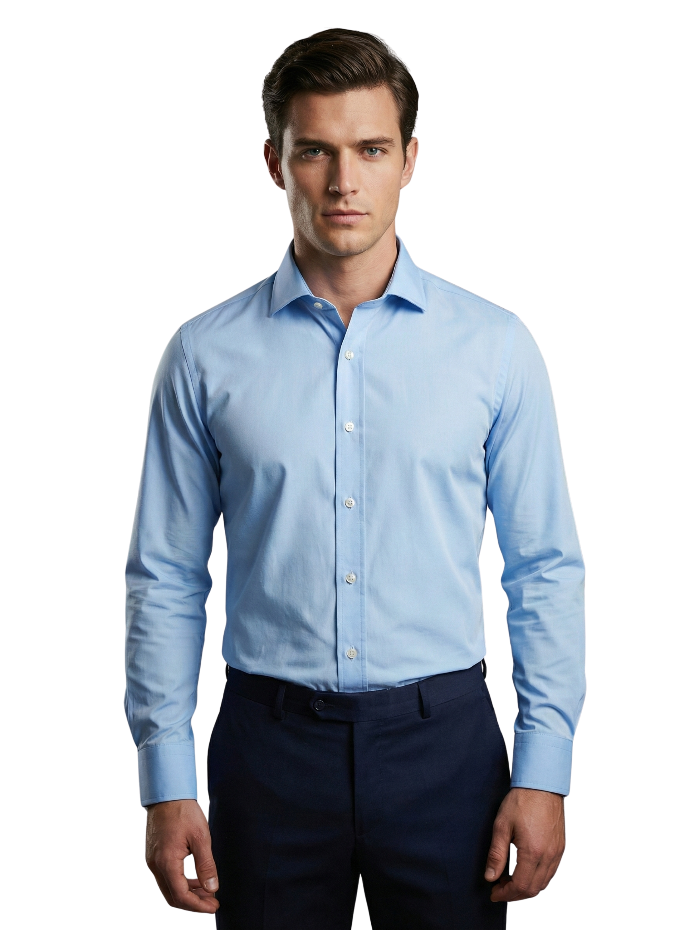Blue Classic Shirt With Button To Close