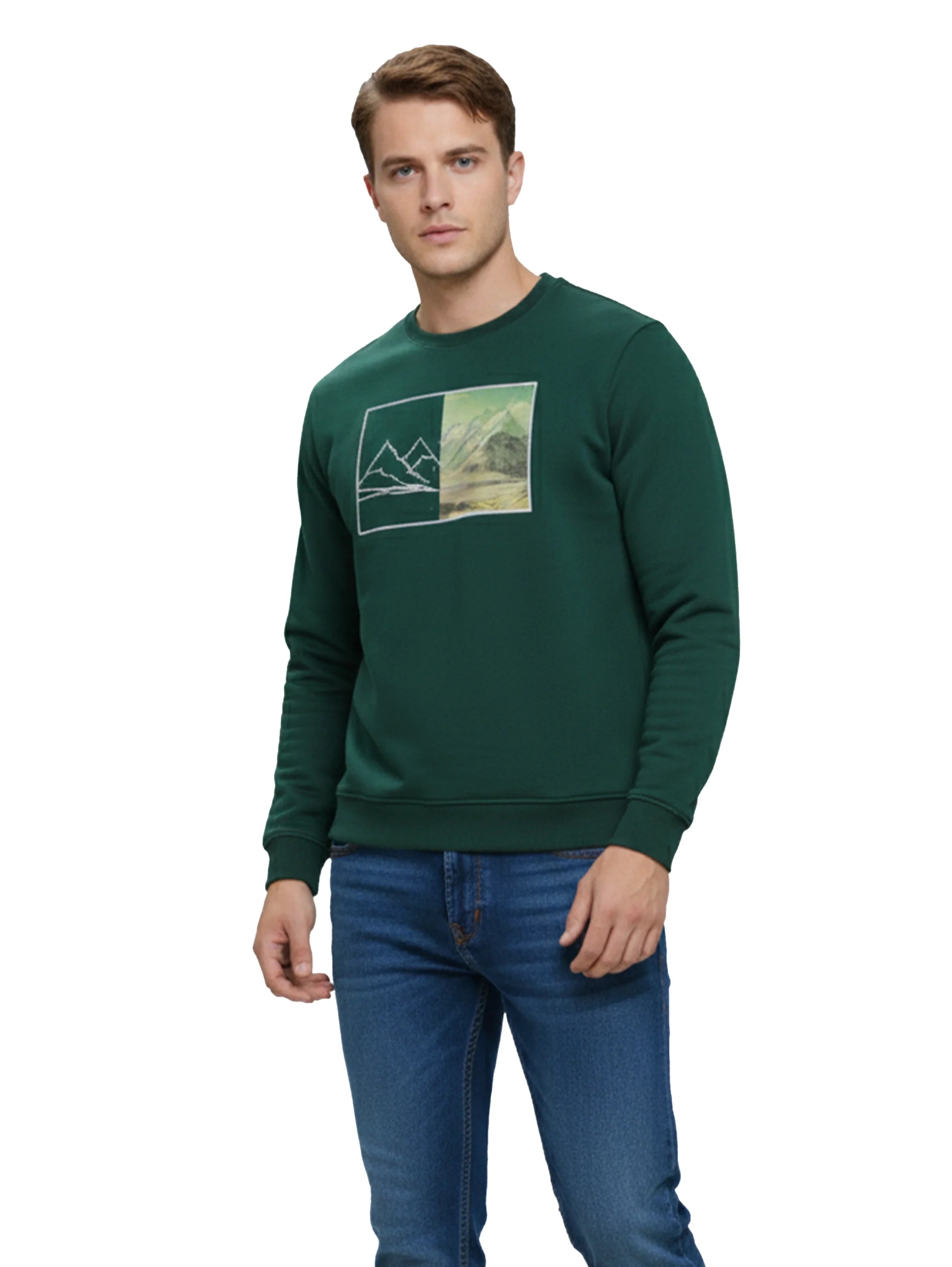 Cotton Long Sleeved Green Sweater