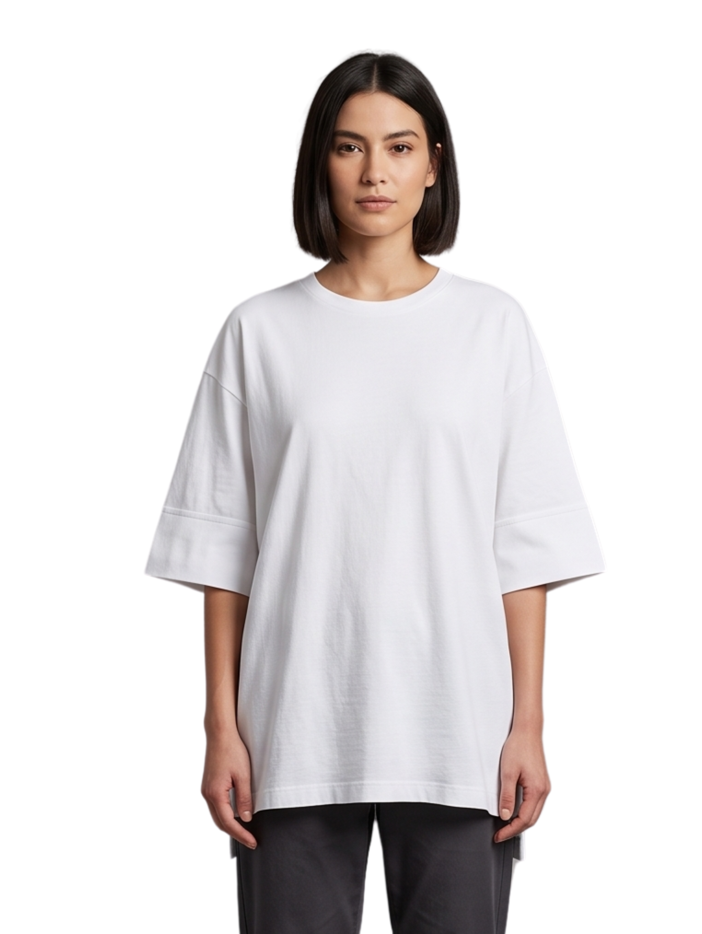 Off White Side Slit Plain T-Shirt