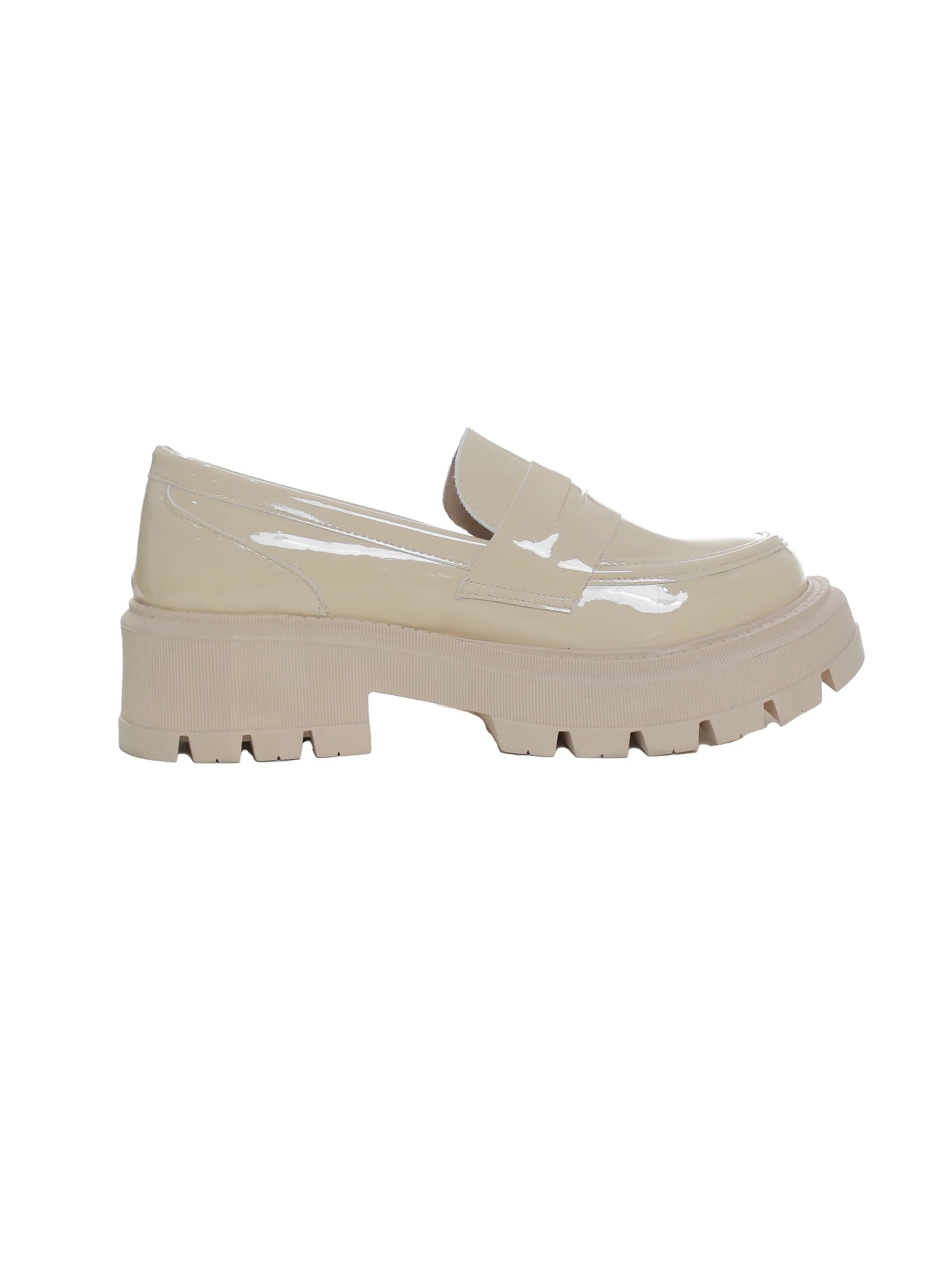 Beige Slip On Loafer With Large Insole