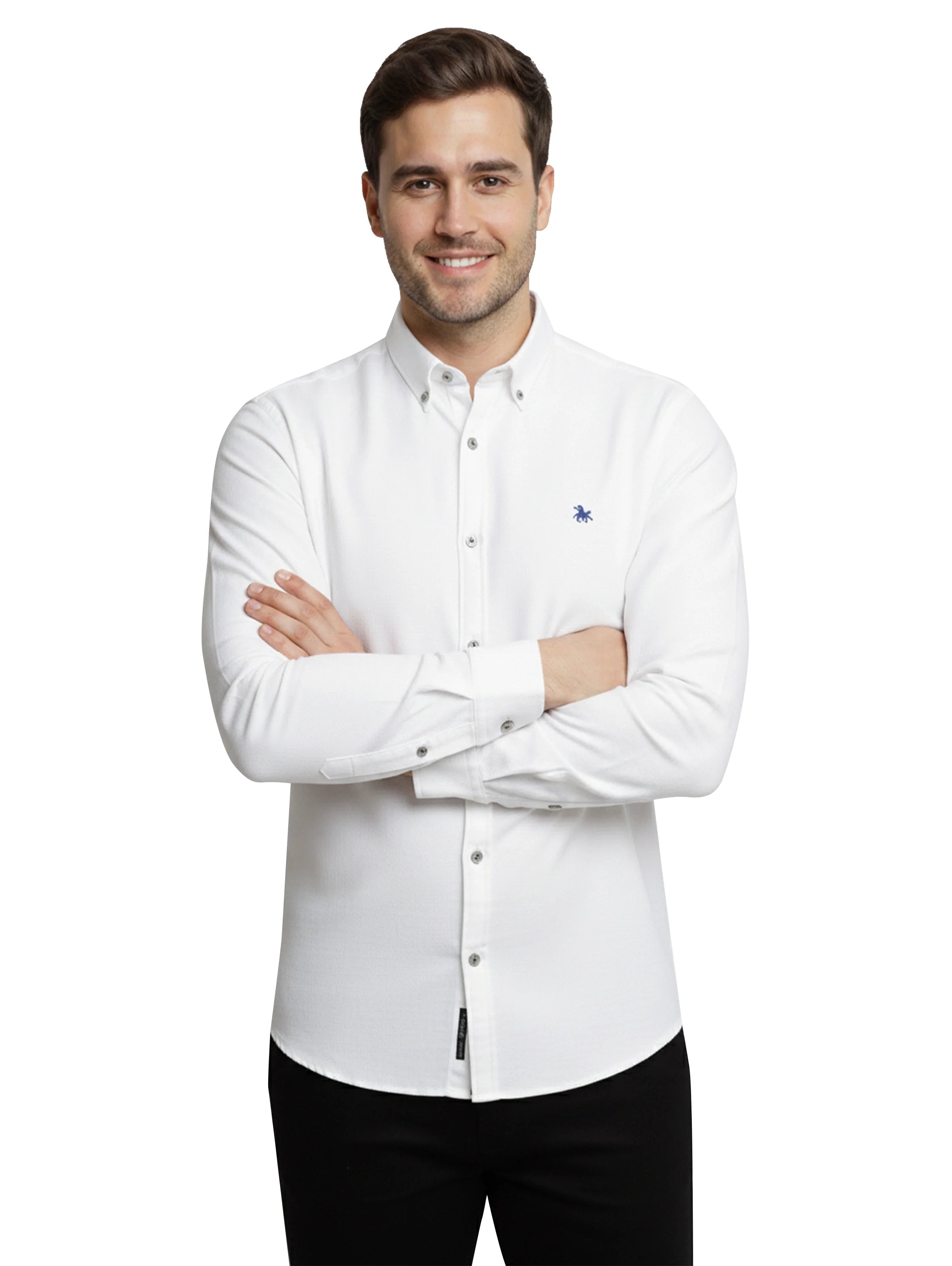 Slim Fit White Shirt With Button To Close