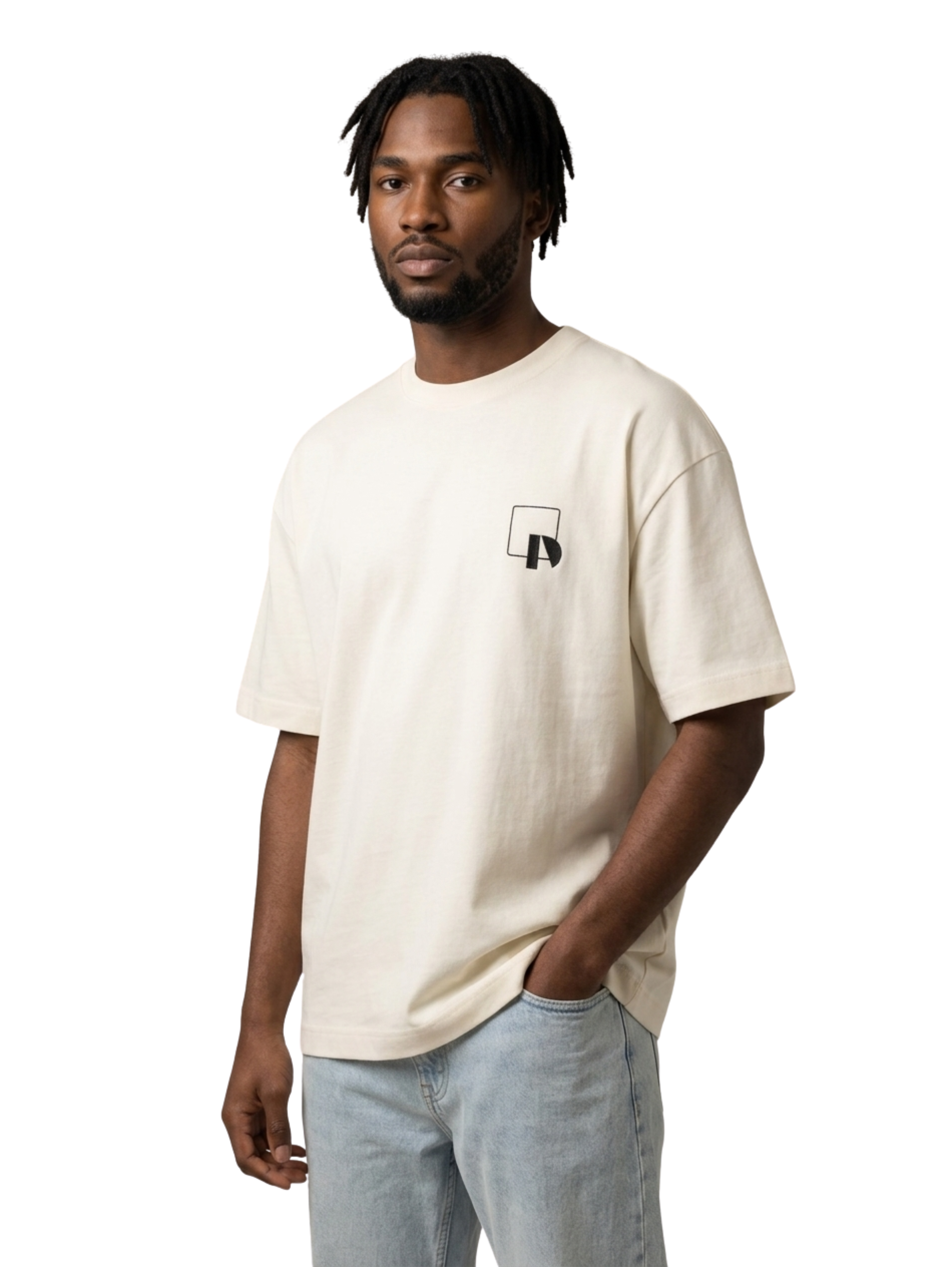 Oversized Milky T-Shirt With Back Design