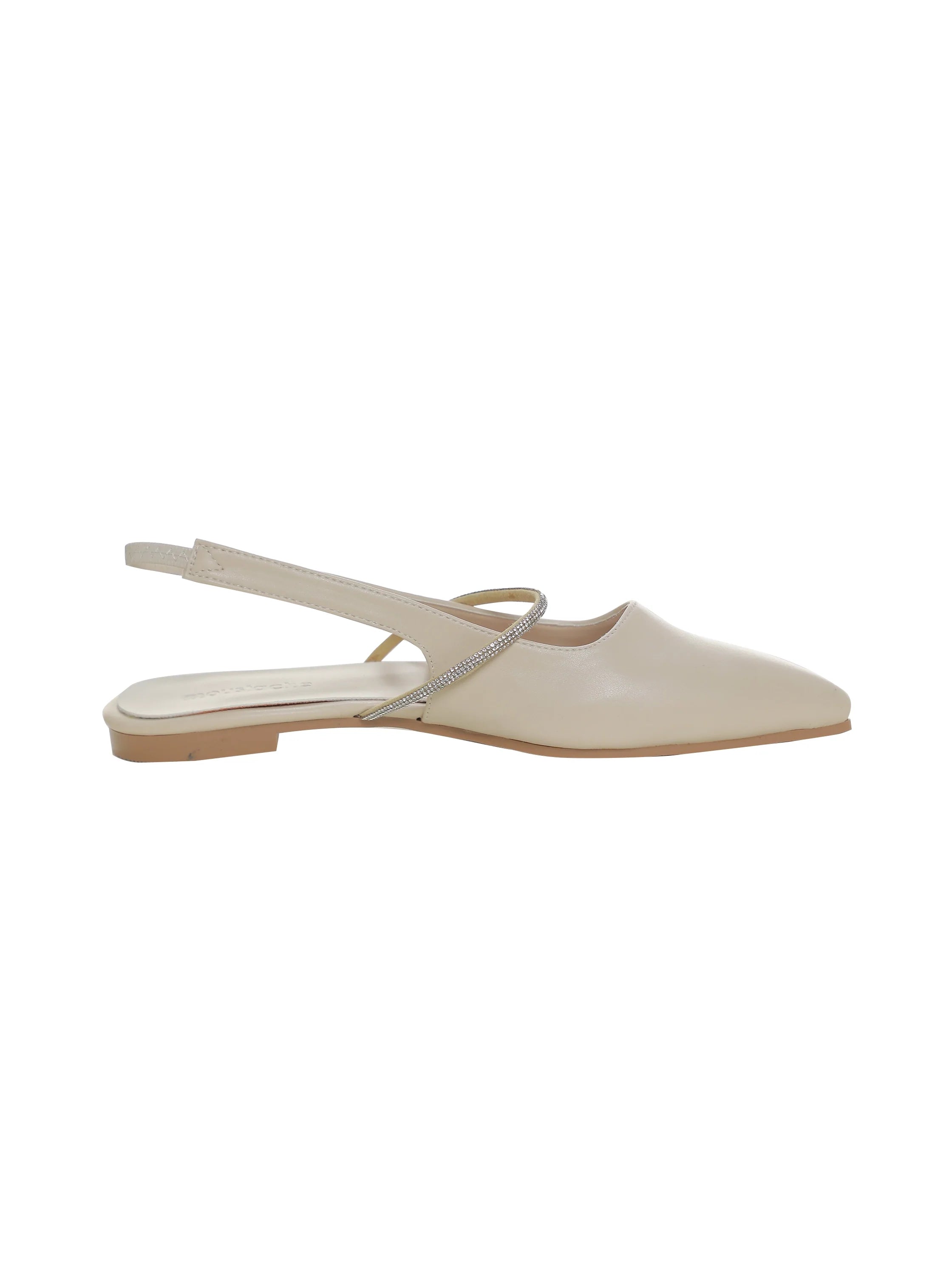 Stylish Beige Flat Ballerina With Cross-Strap Design