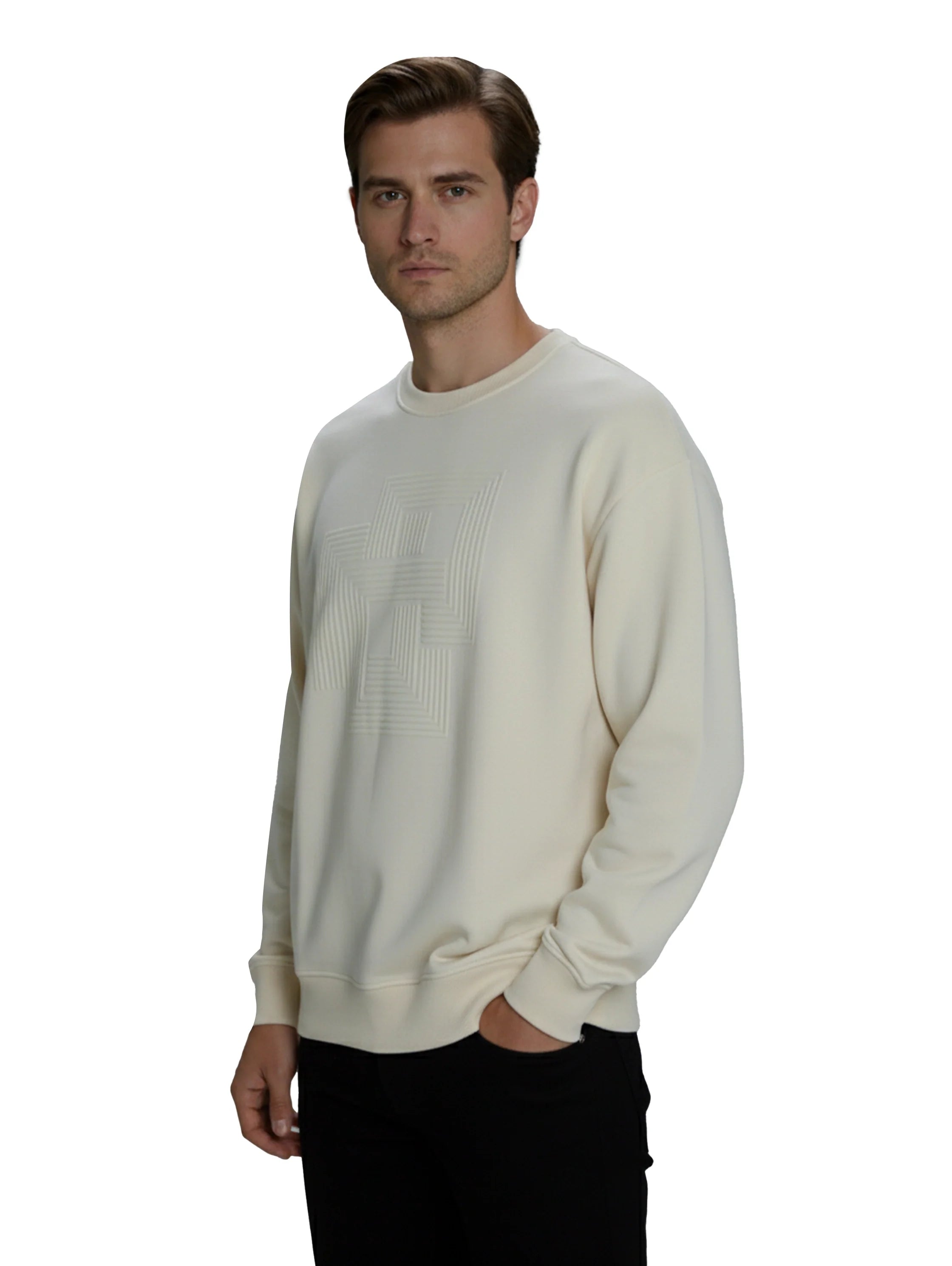 Offwhite Cotton Round Neck Sweater