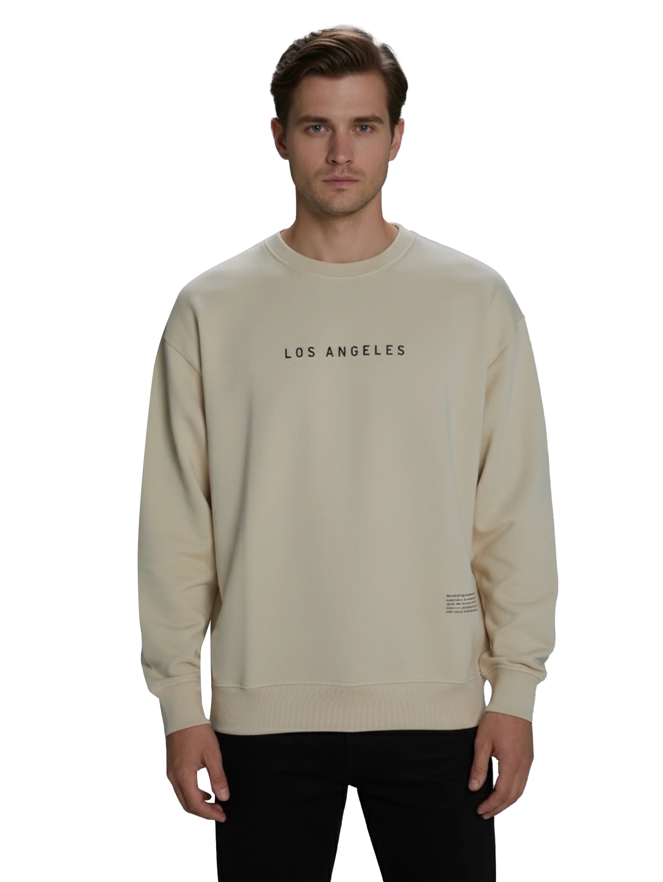 Long Sleeve Beige Sweater With " Los Angeles" Front Design