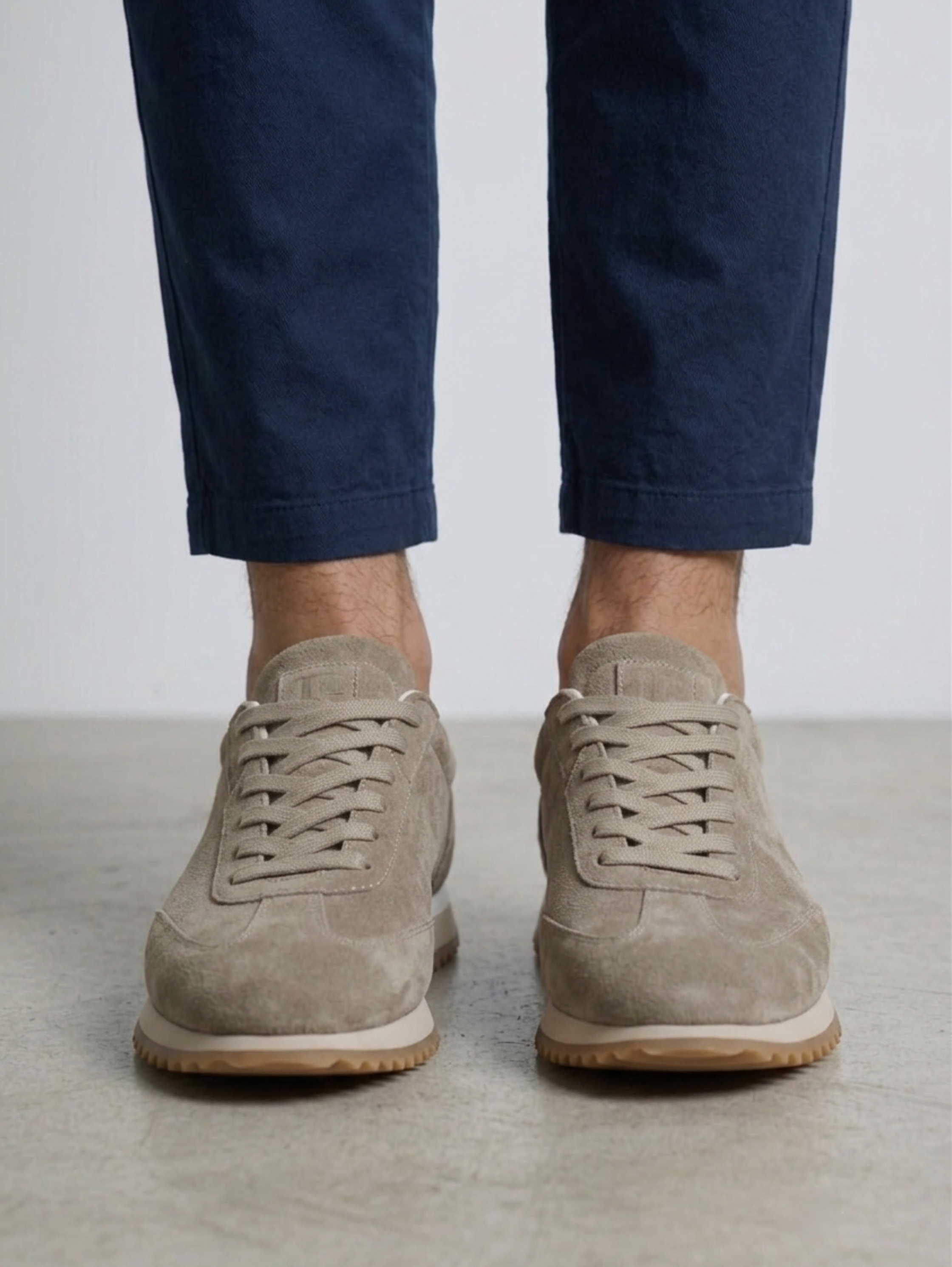 Beige Retro Gum Sole Smart Casual Chamois Shoes