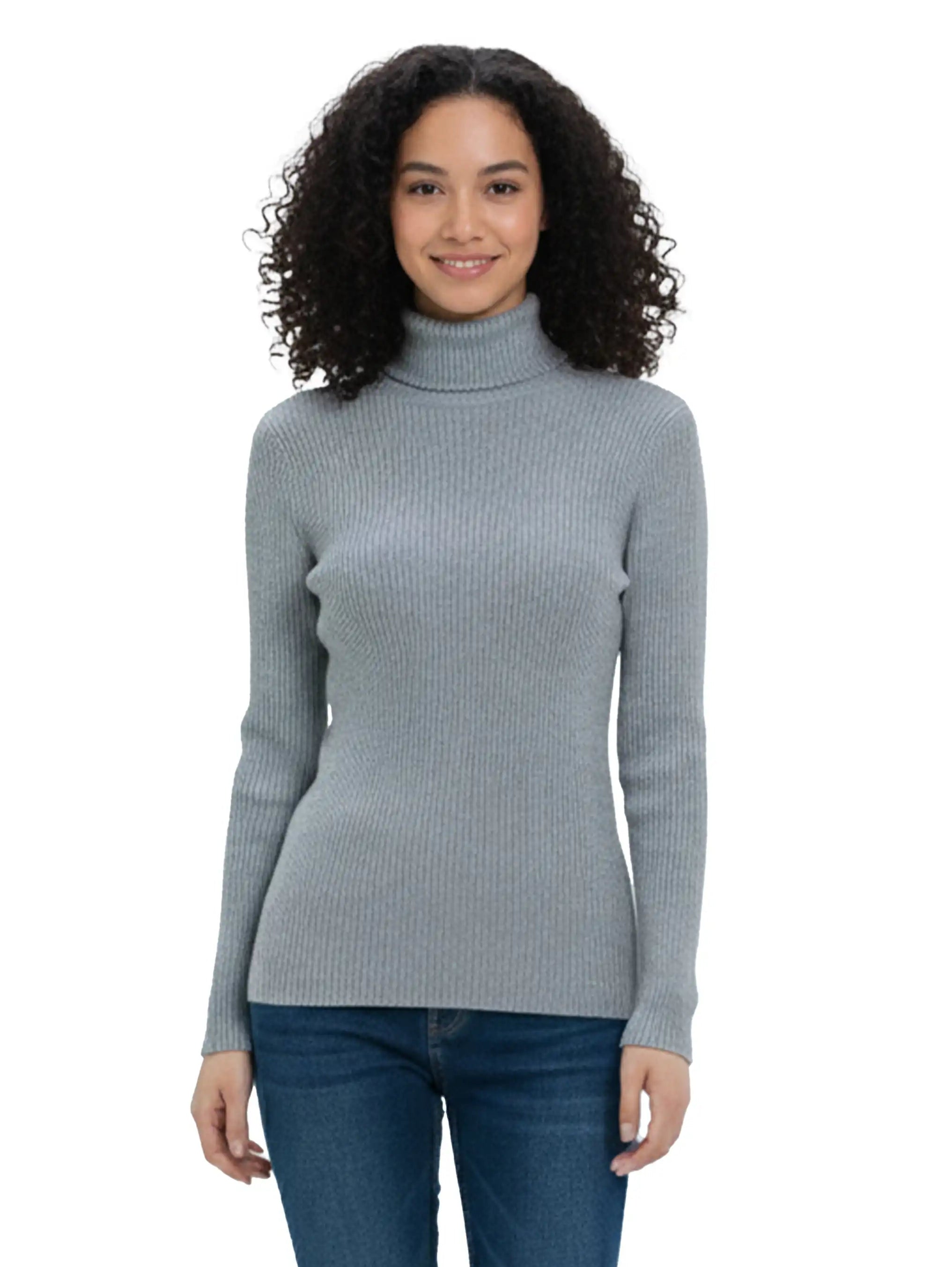 Light Grey Basic High Neck Sweater