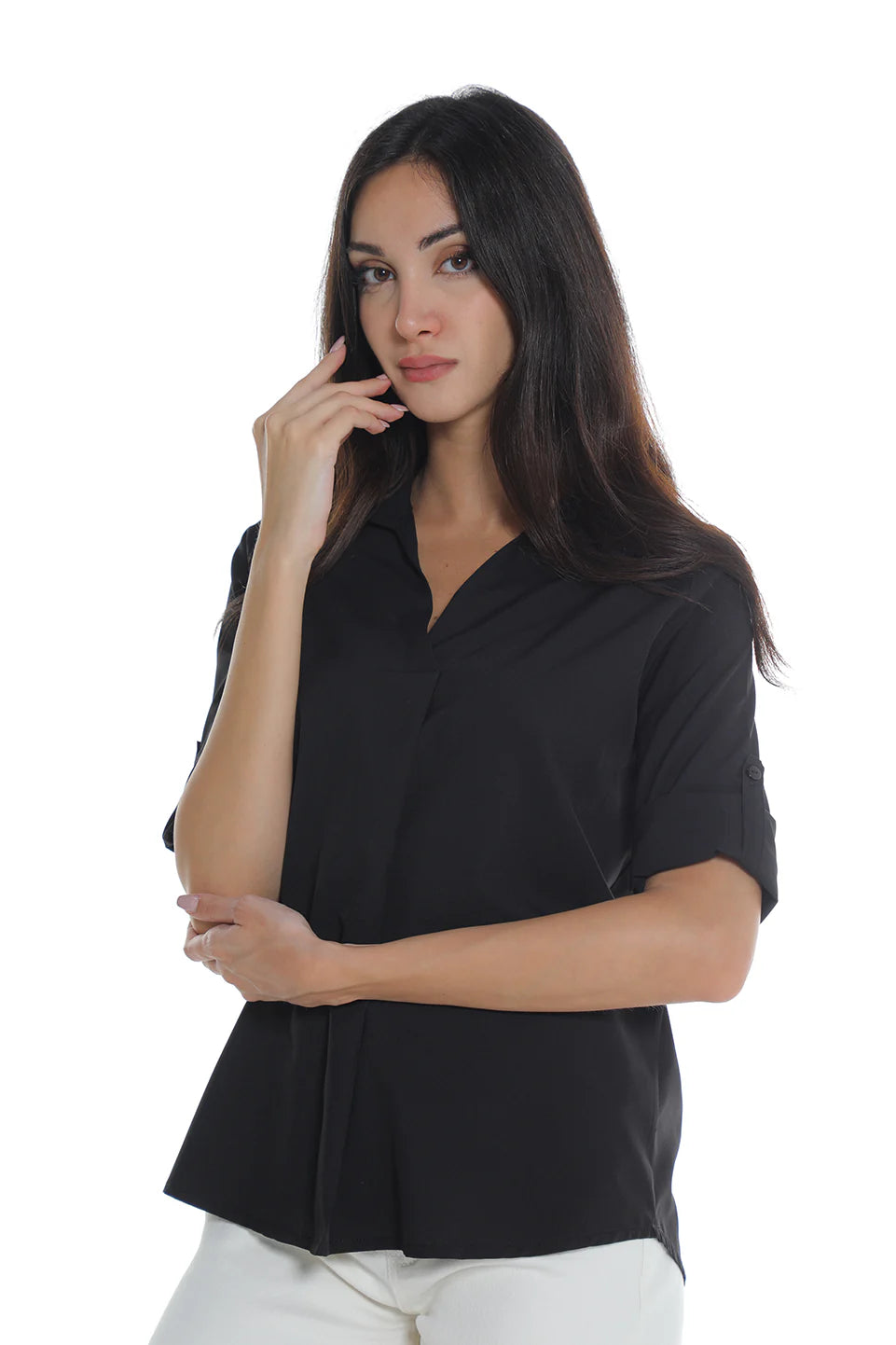 Black Casual Shirt With Button To Close