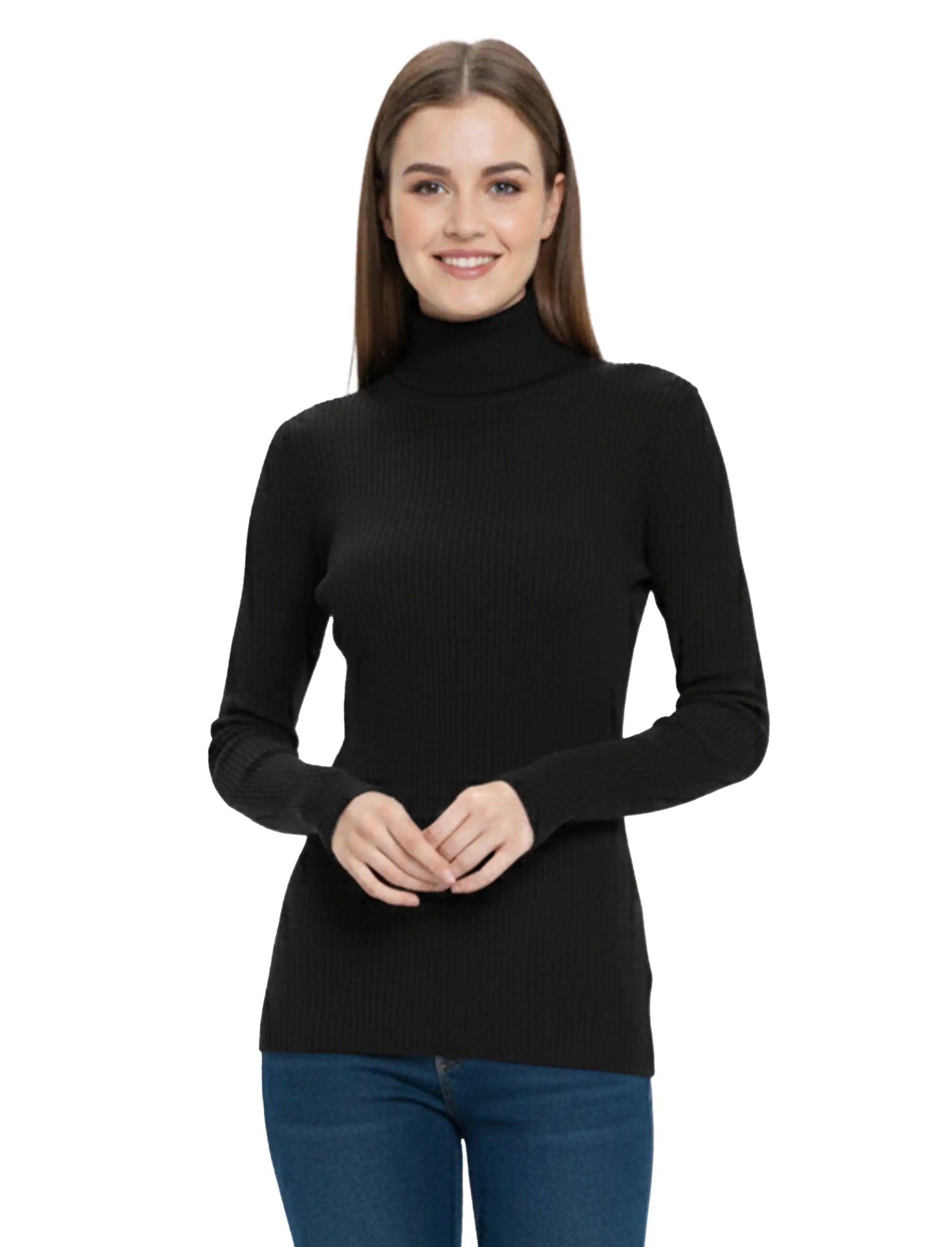 Black Basic High Neck Sweater
