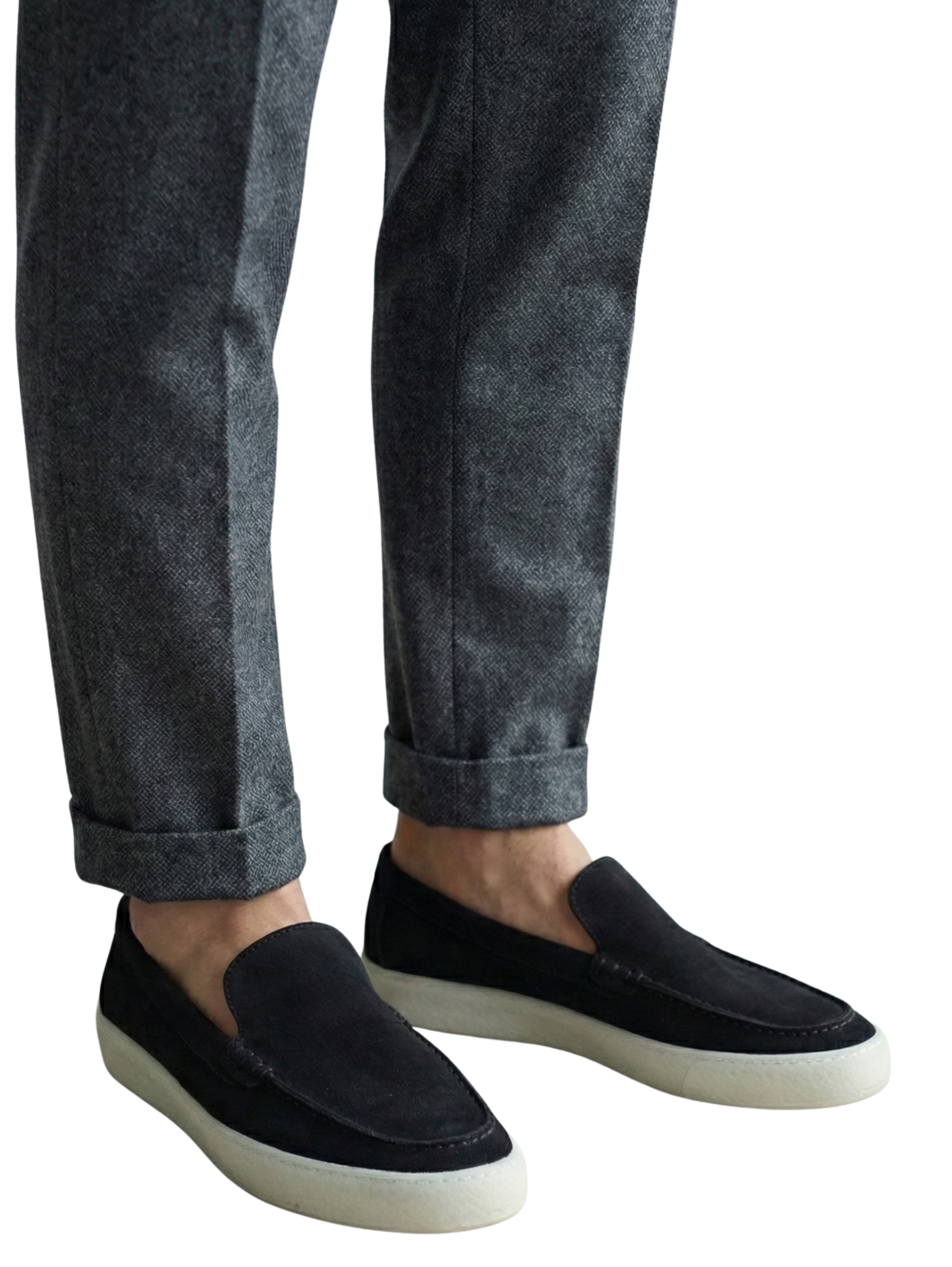 Black Slip-On Casual Shoes With Soft Texture Fabric