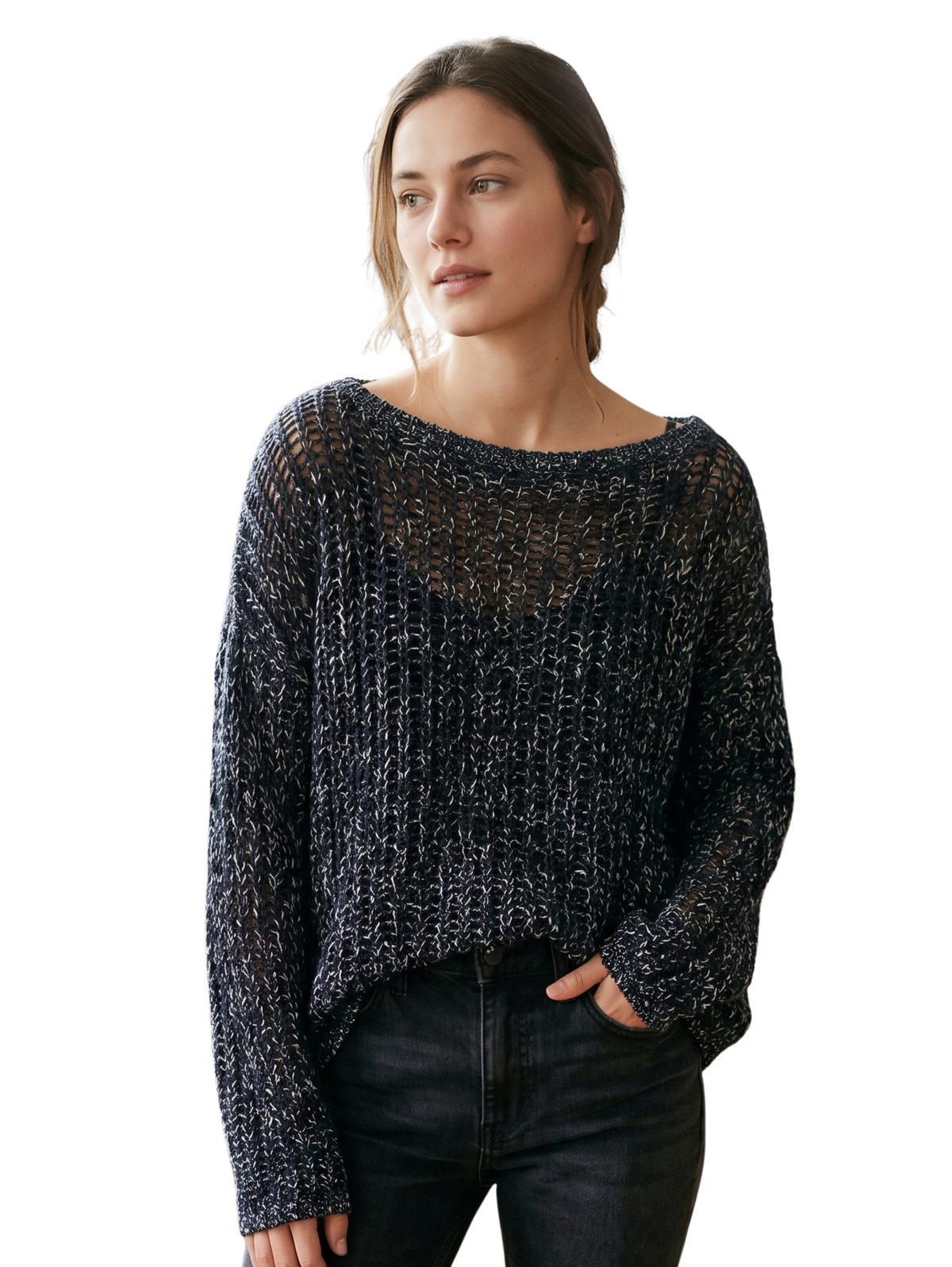 Navy Long Sleeved Blouse