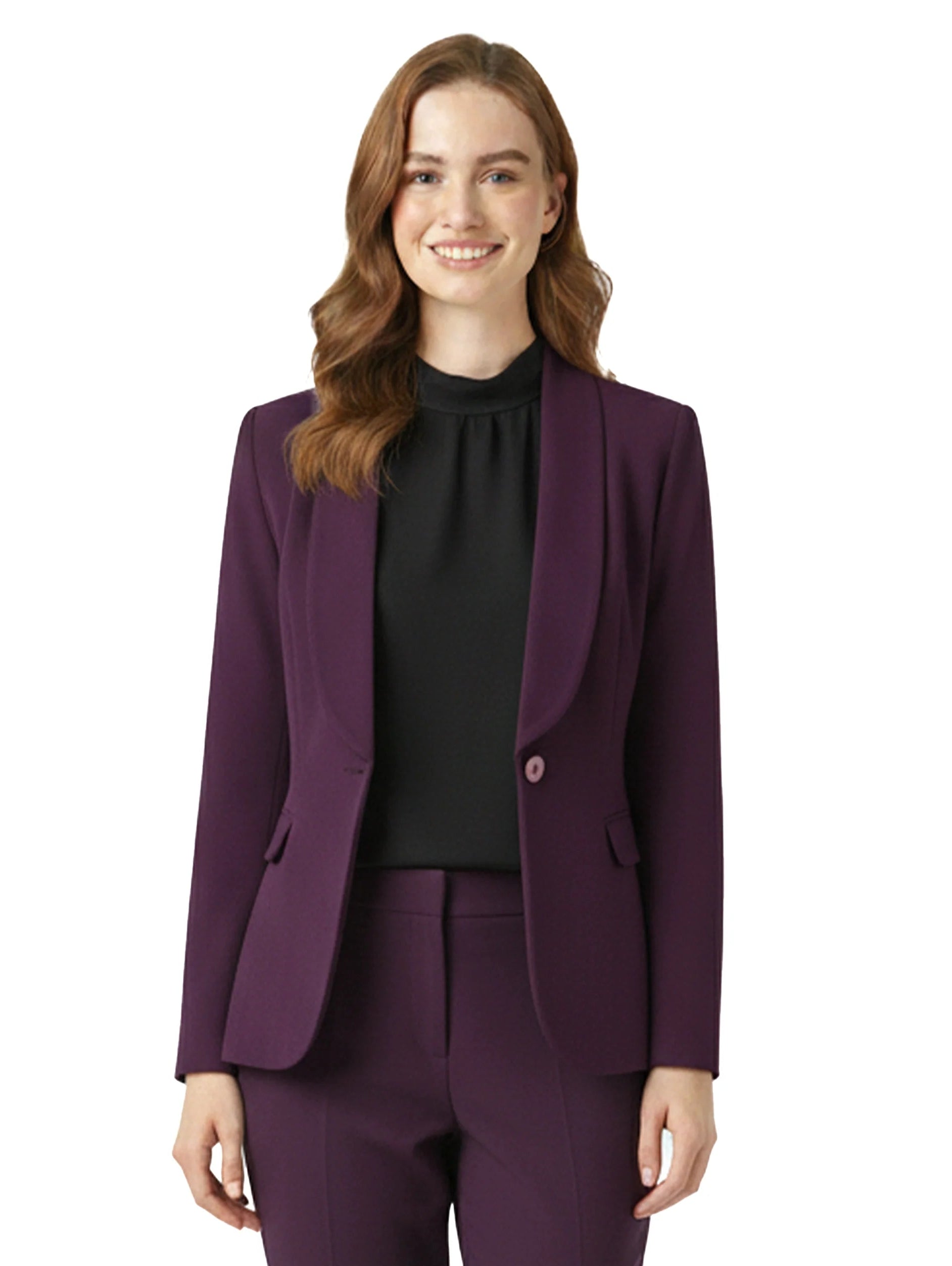 Dark Purple Long-Sleeved Blazer With Lapel Collar