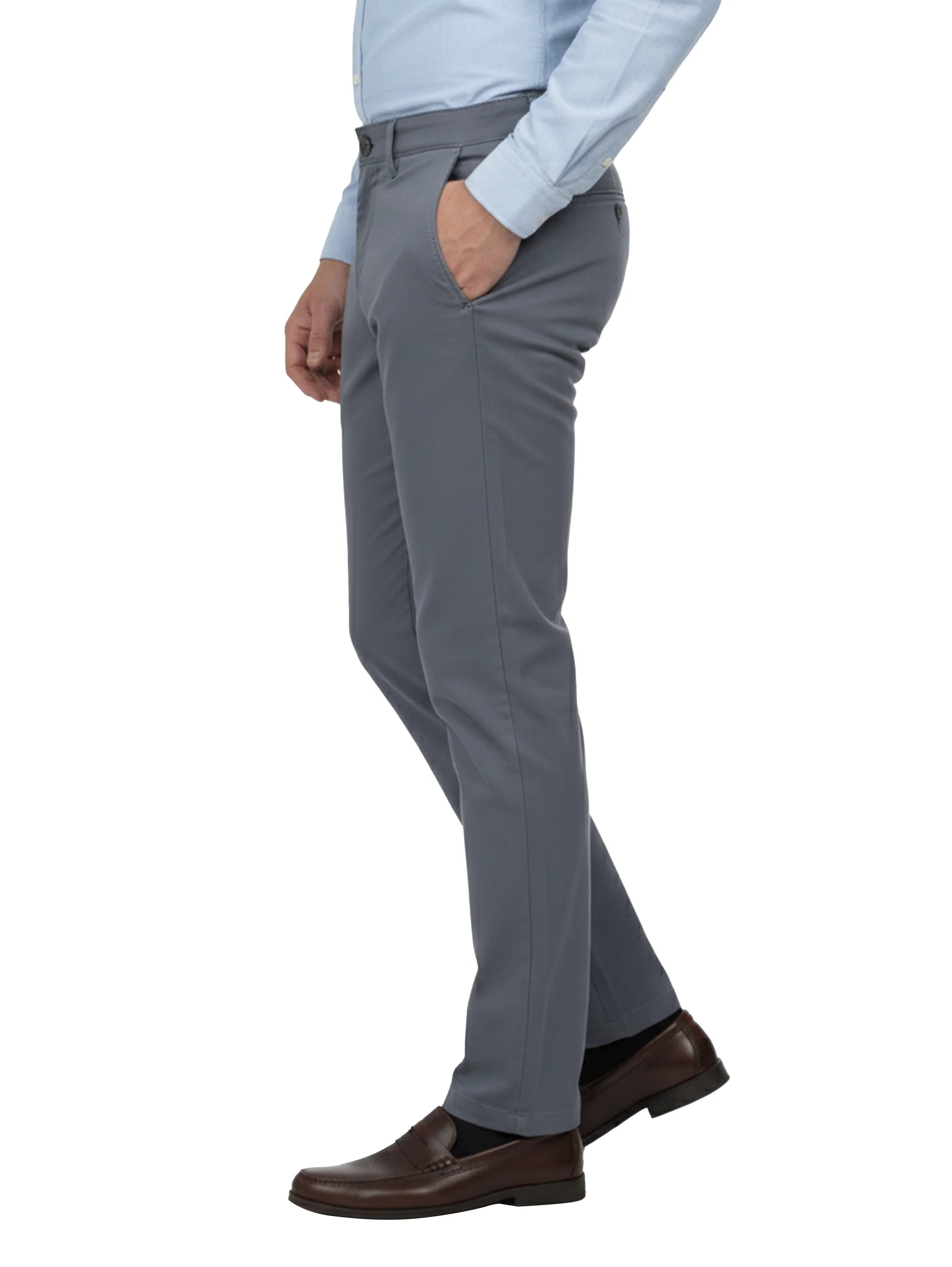 Grey Casual Chino Pant with Zipper & Button to Close