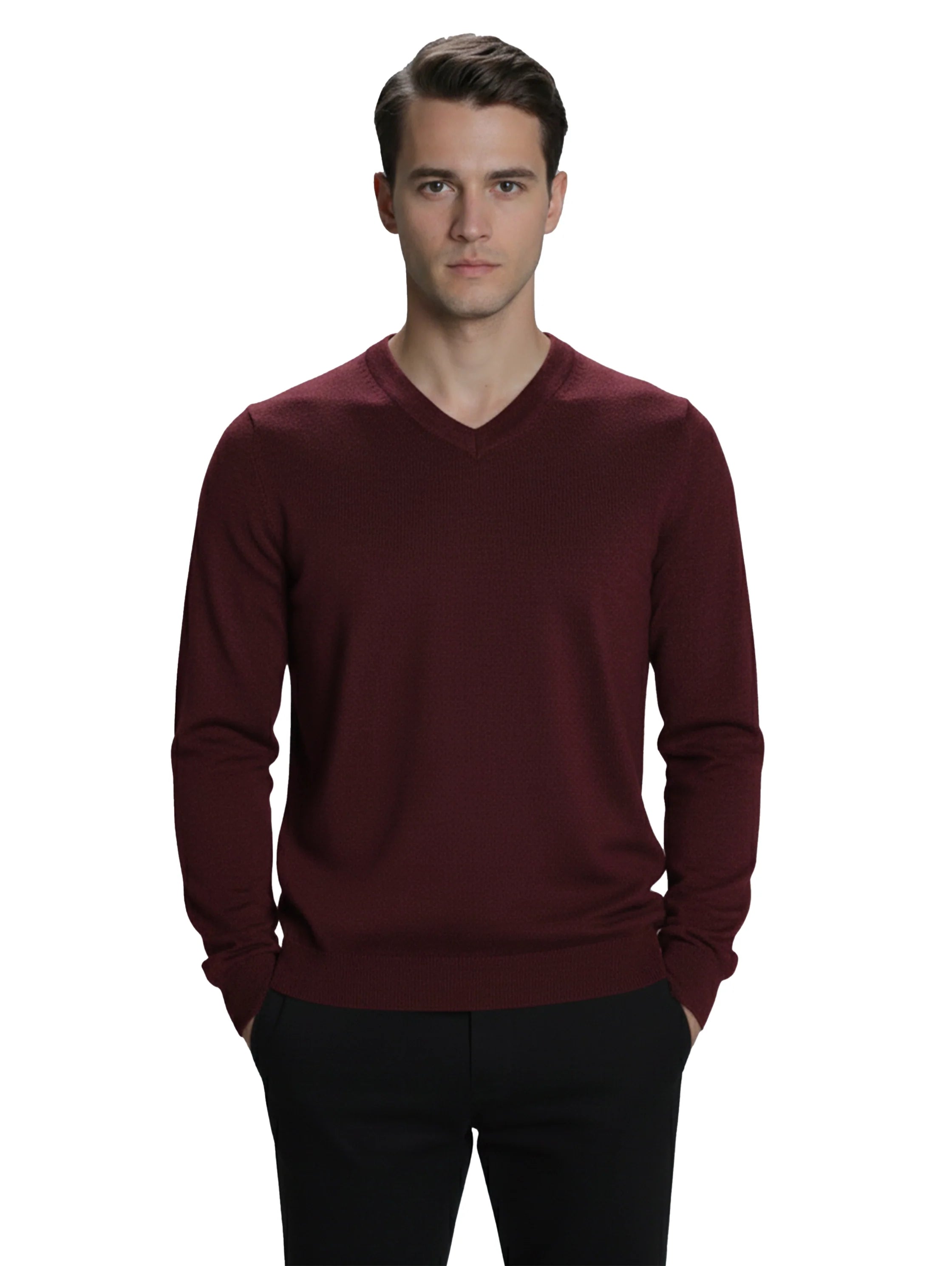 Bordo V-Neck Long Sleeved Knitwear Pullover