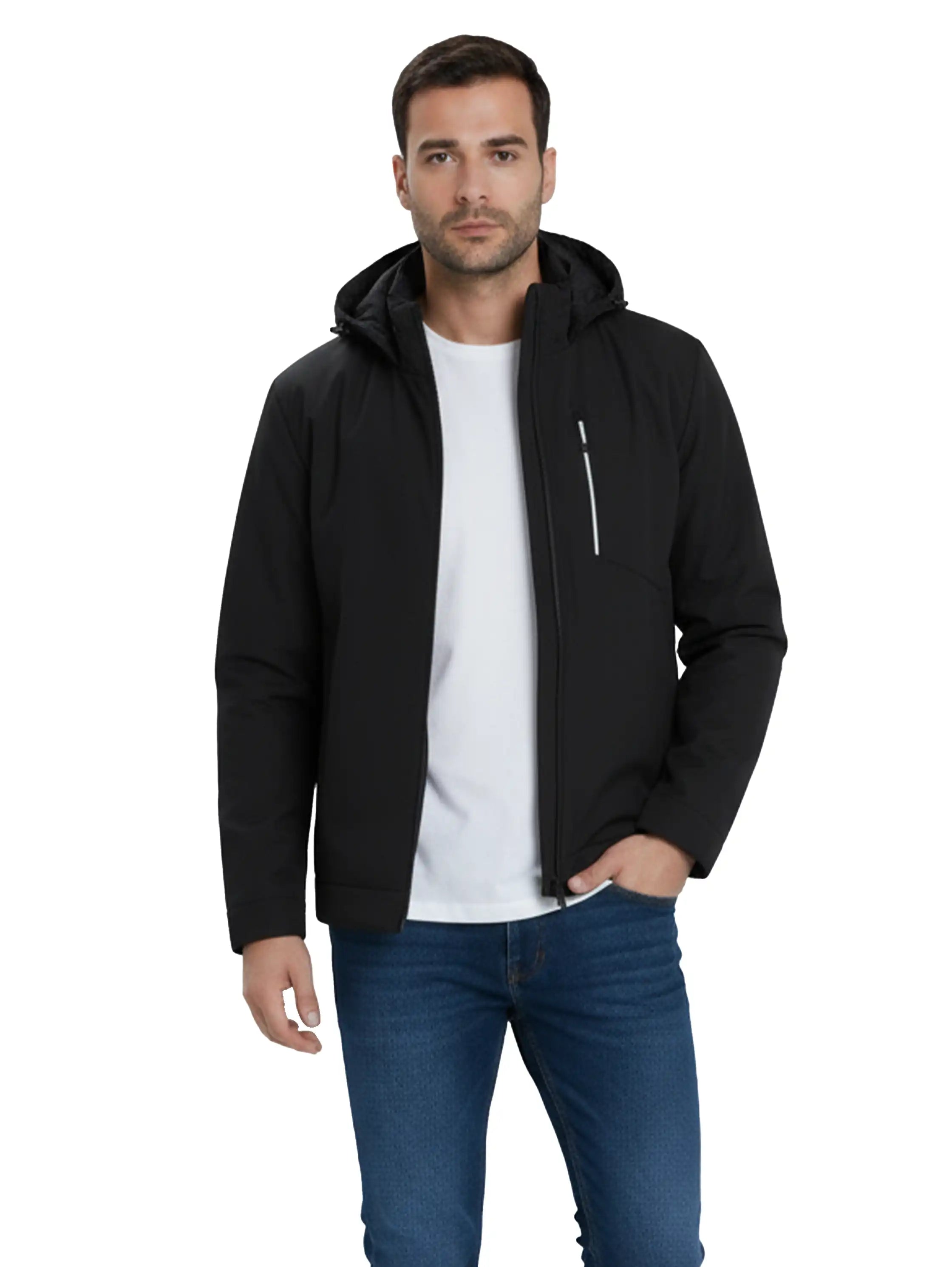 Black Zippered Jacket With Hood