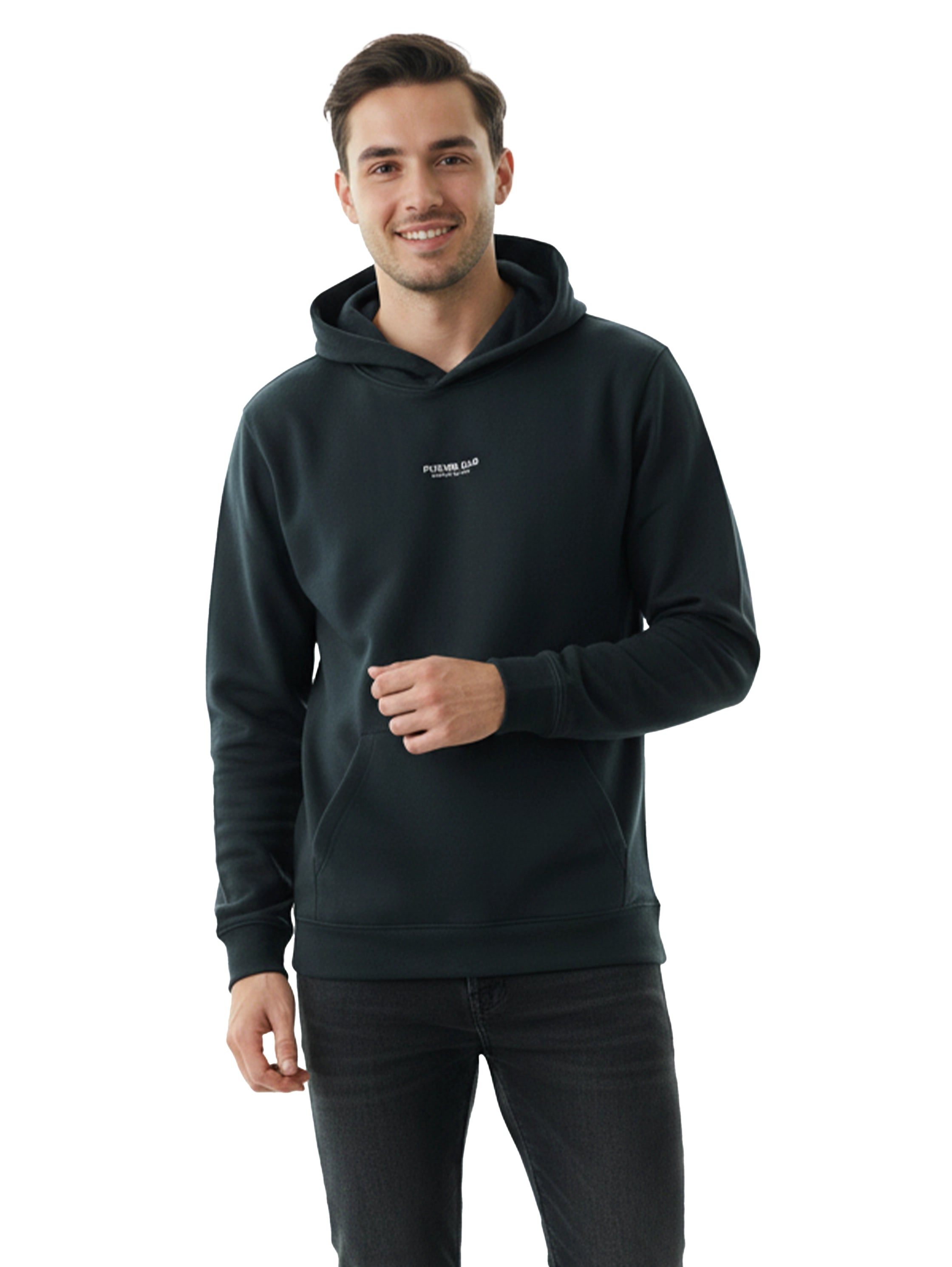 Long Sleeved Black Hoodie With Kangaroo Pocket