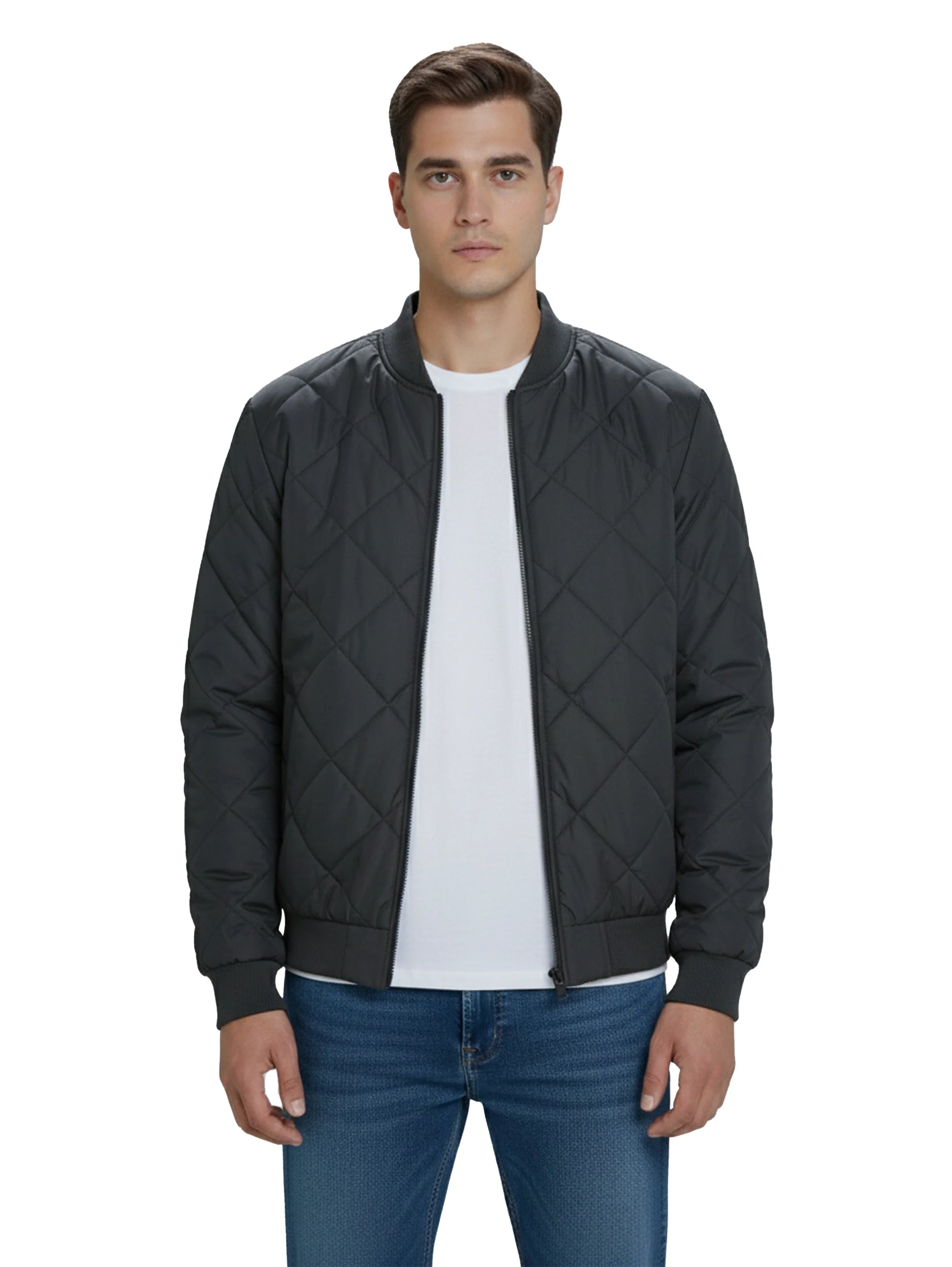 Black Puffer Padded Jacket With Zipper To Close