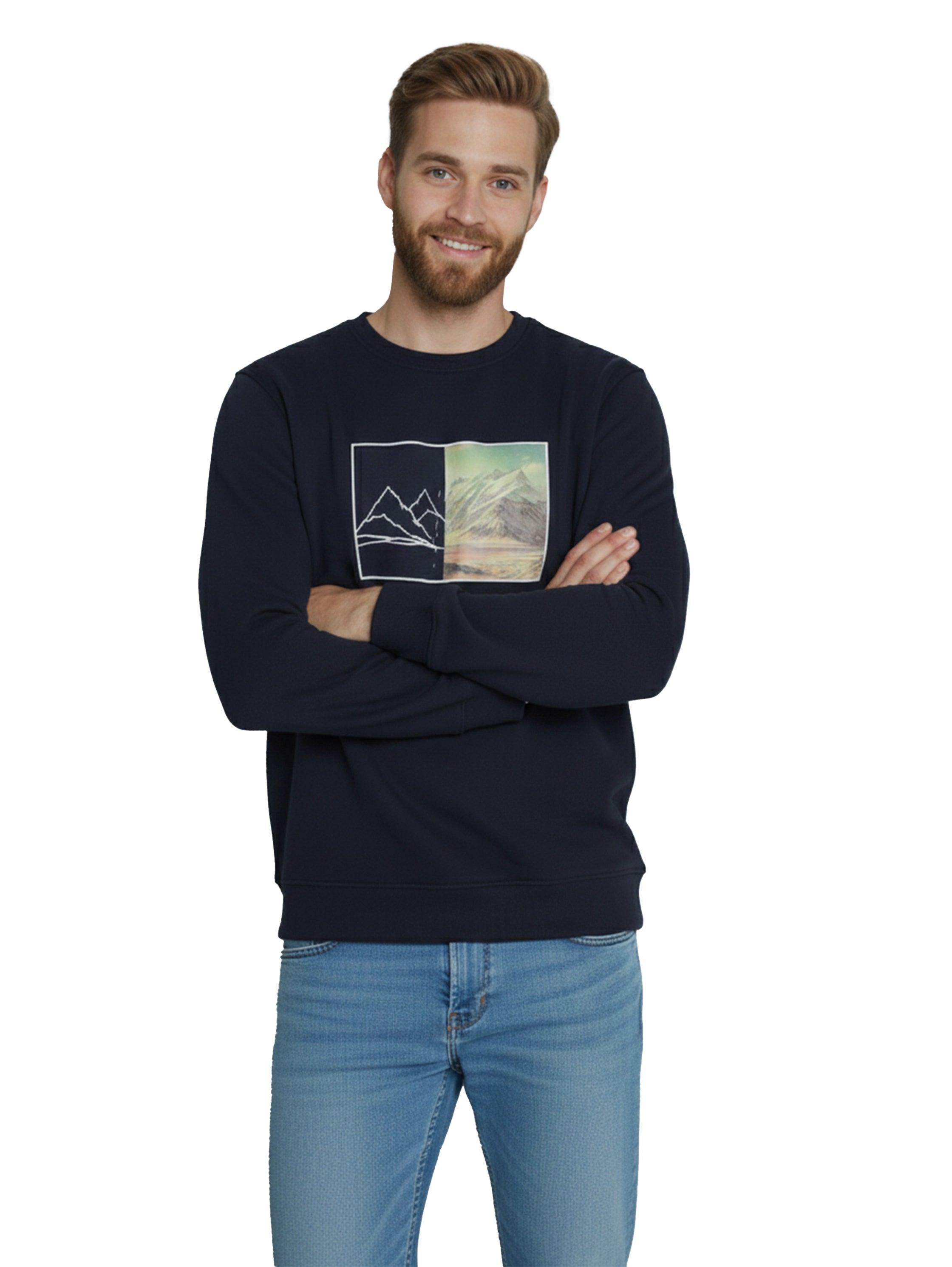 Cotton Long Sleeved Navy Sweater