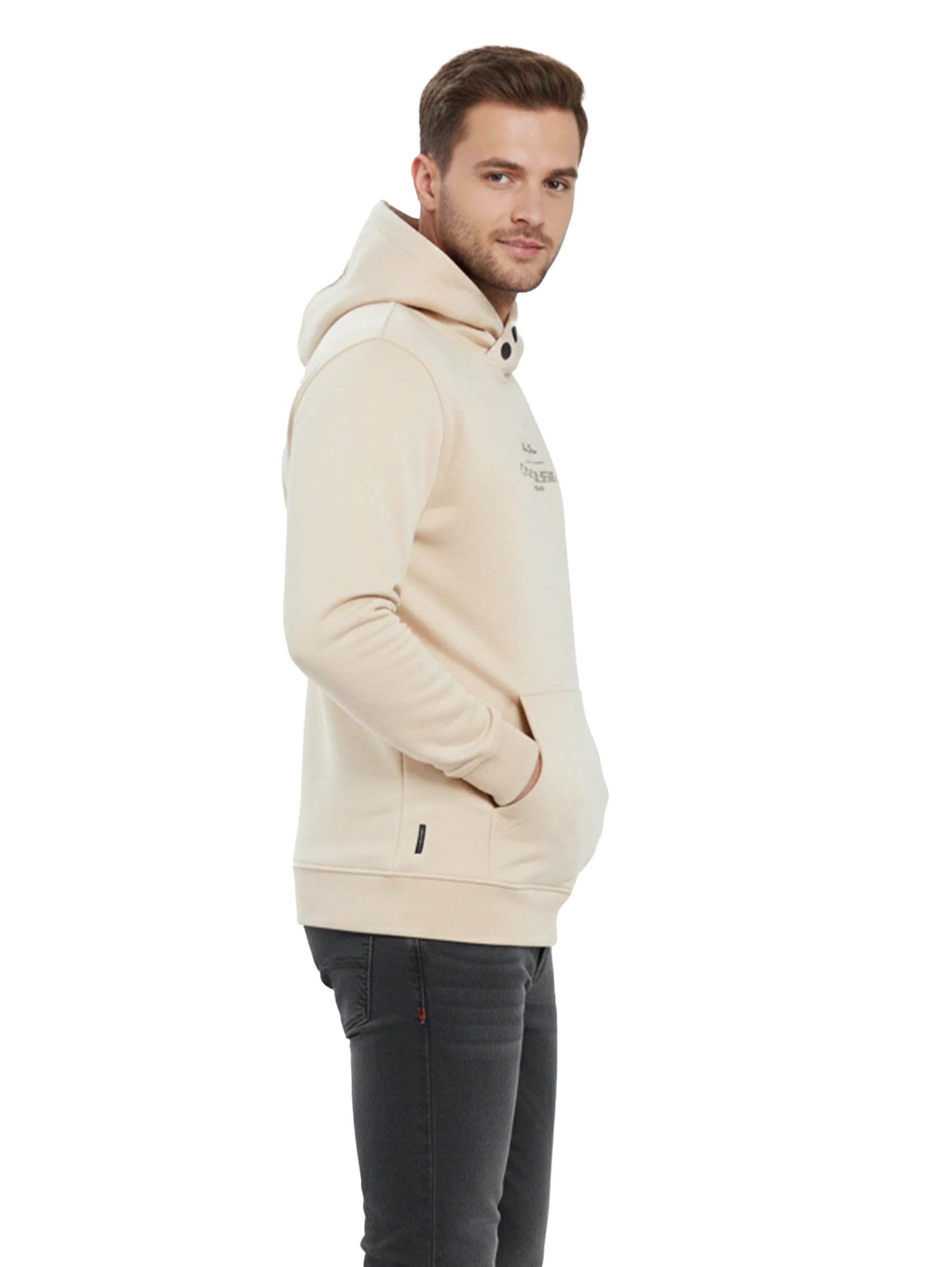 Beige Hoodie With Front Print & Capsule Style