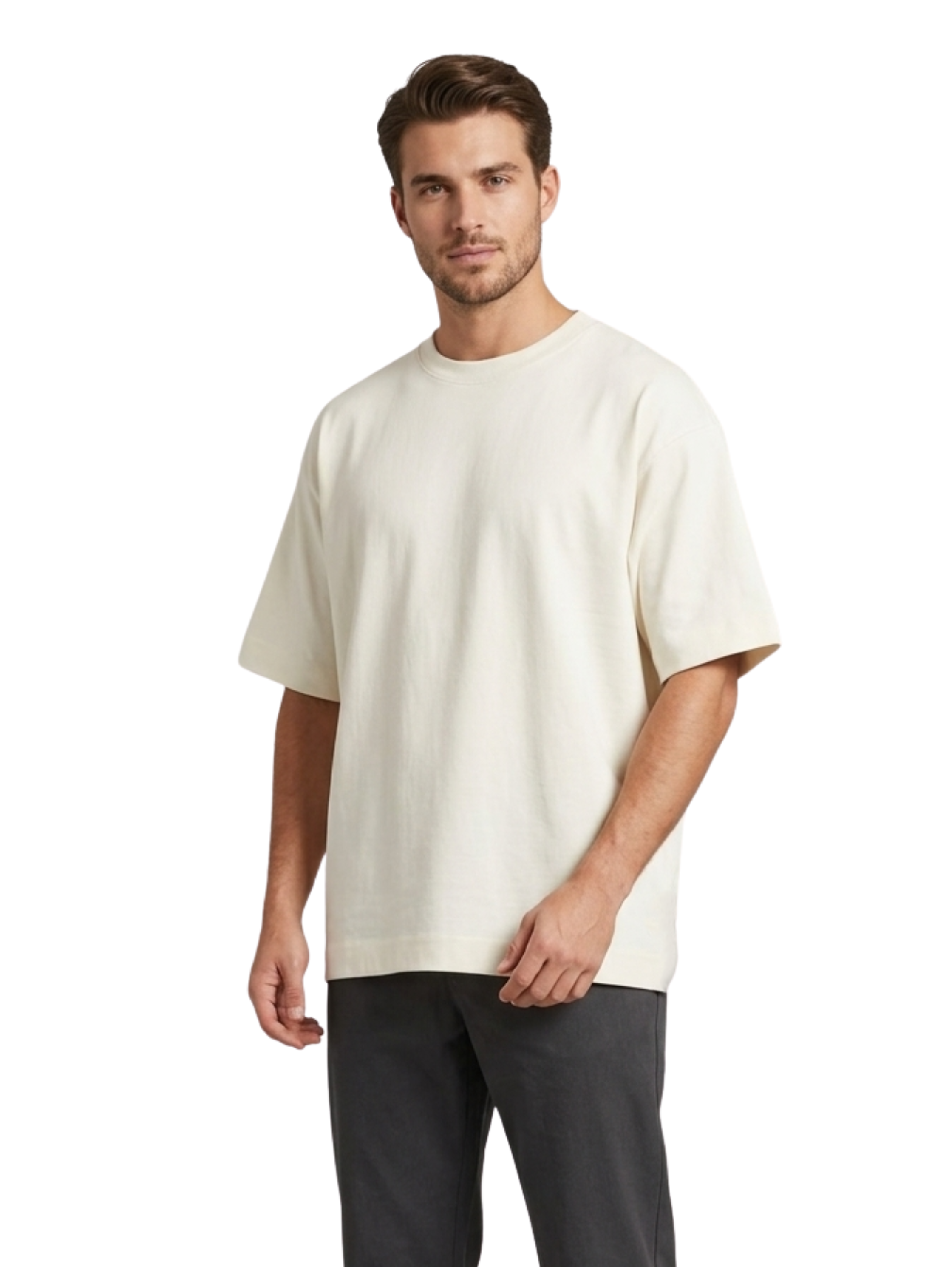 Oversized Milky T-Shirt With Back Design