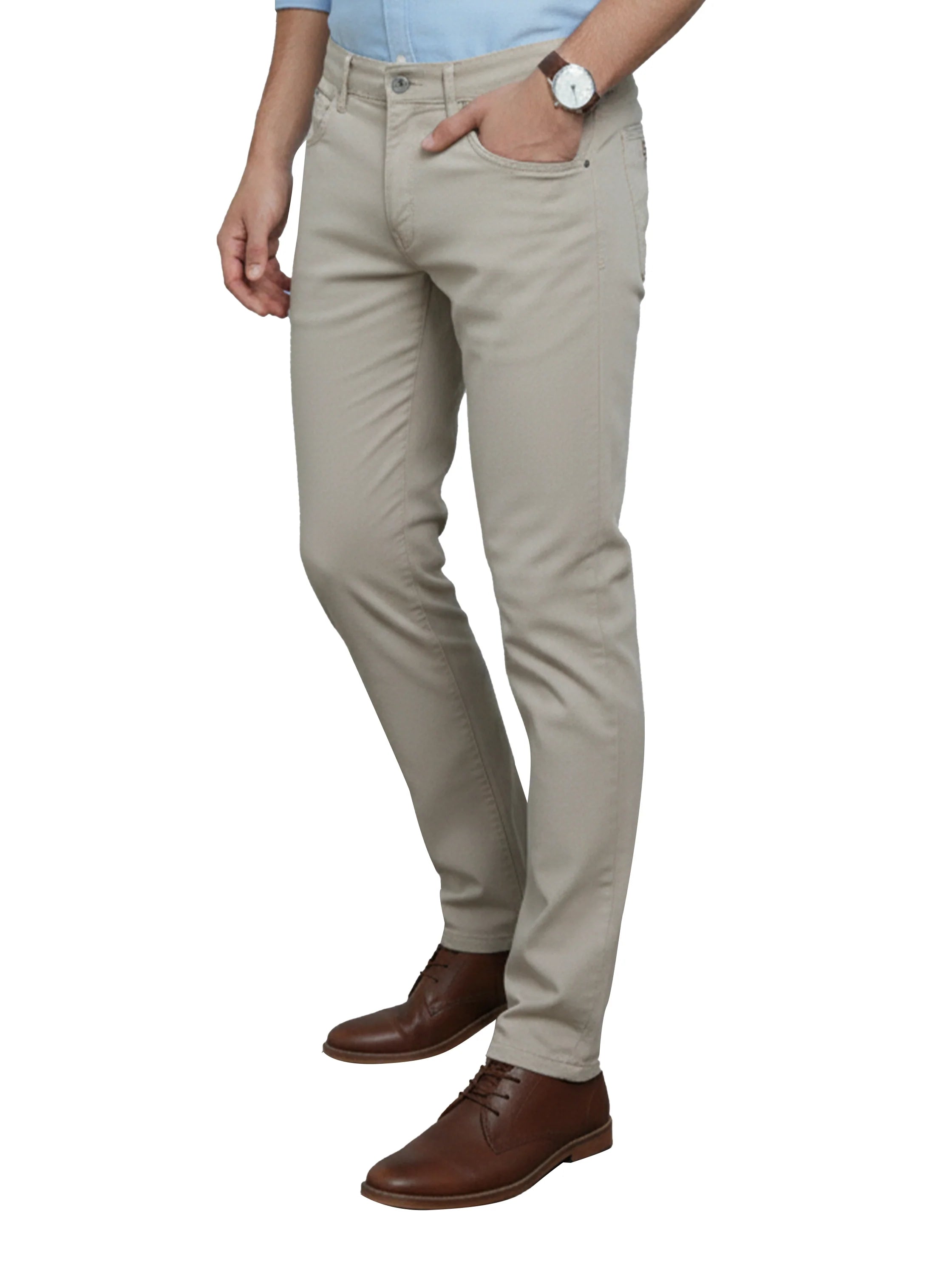 Beige Casual Pant With 5 Pockets Style