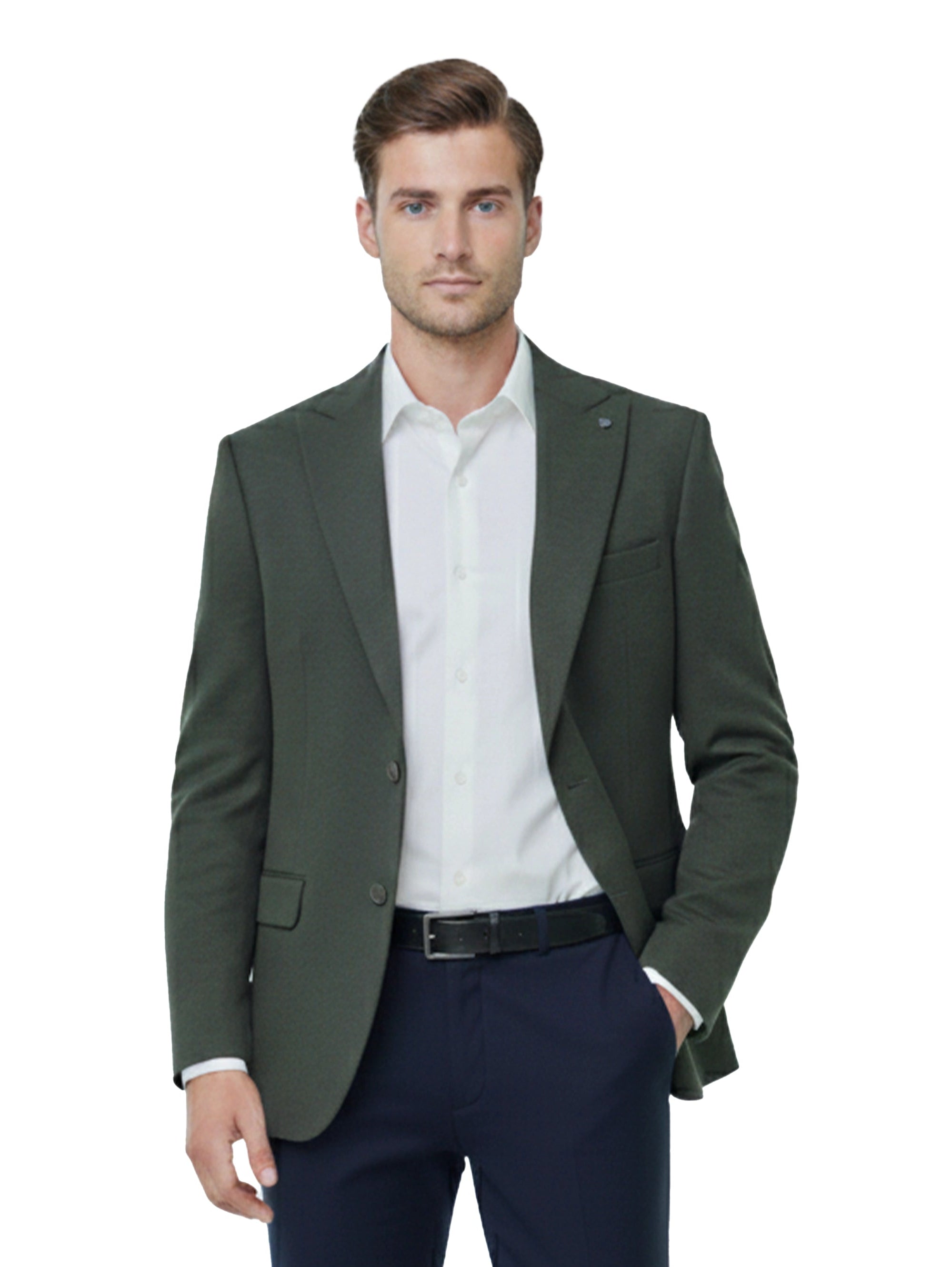 Smart Casual Olive Blazer With Two Button To Close