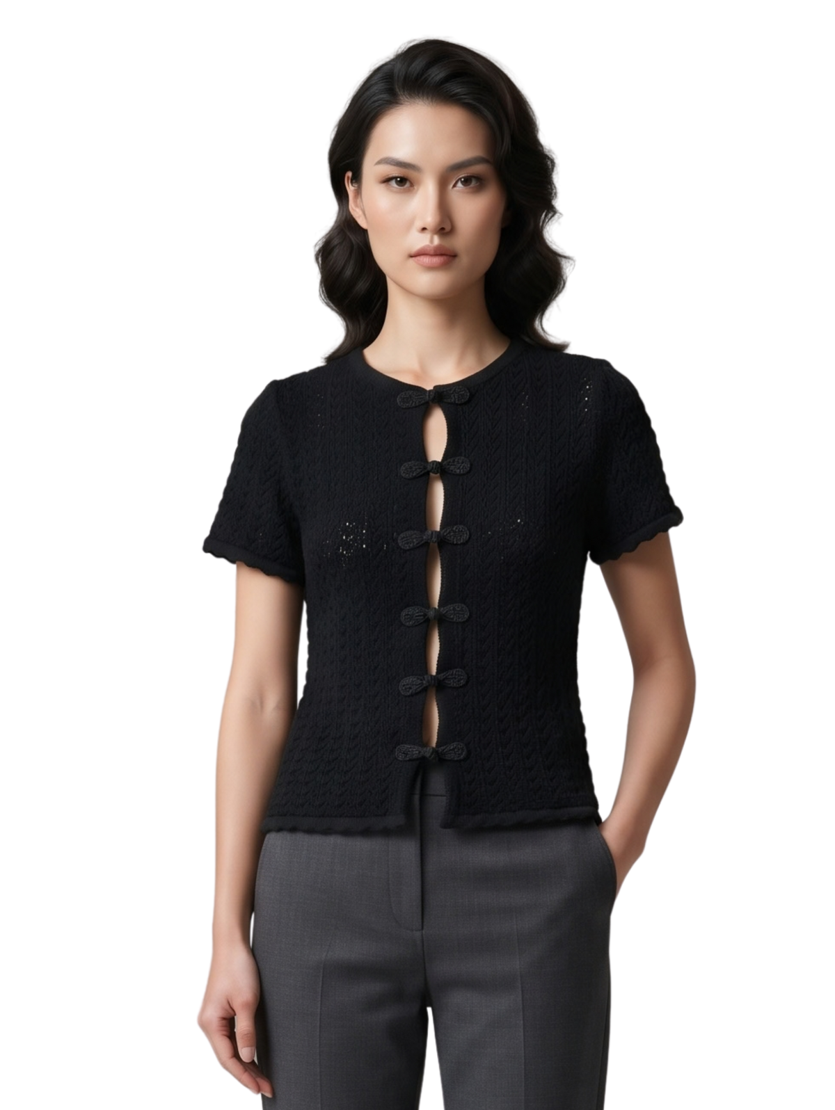 Black Short-Sleeved Top