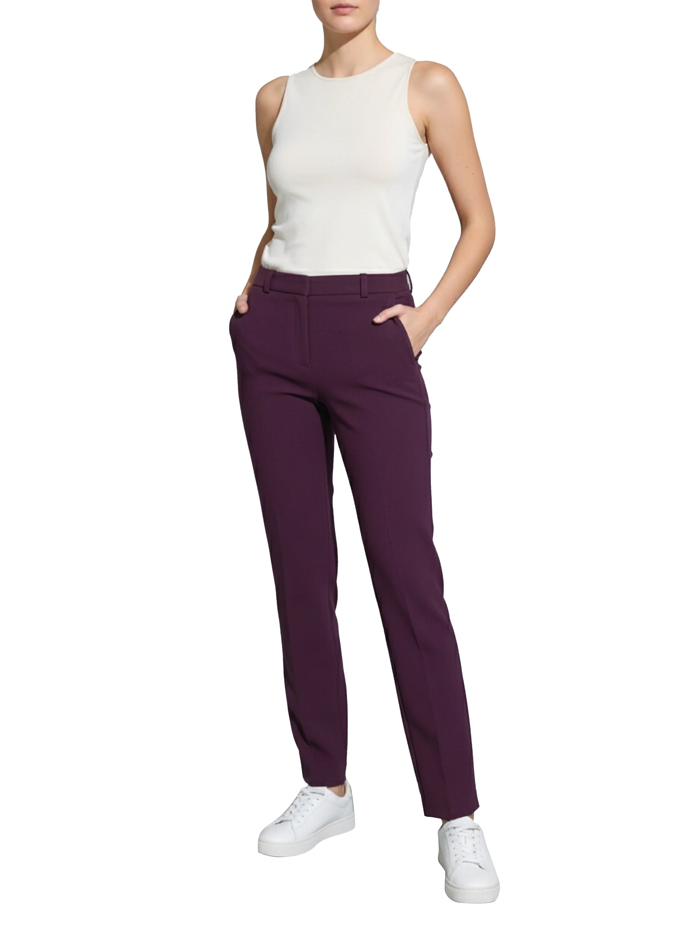 Dark Purple Pant With Button & Zipper To Close
