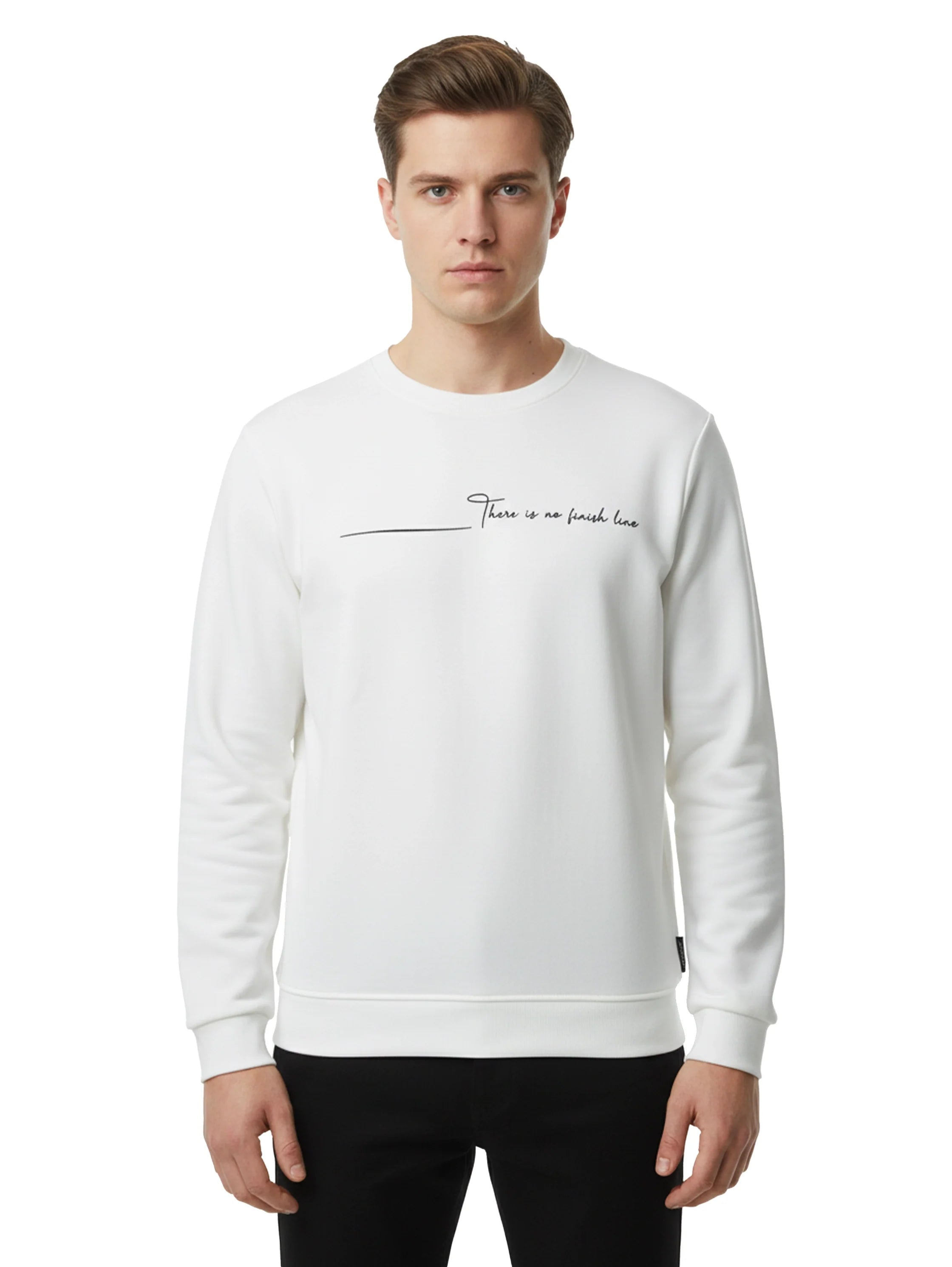 White Cotton Sweater With Front Design