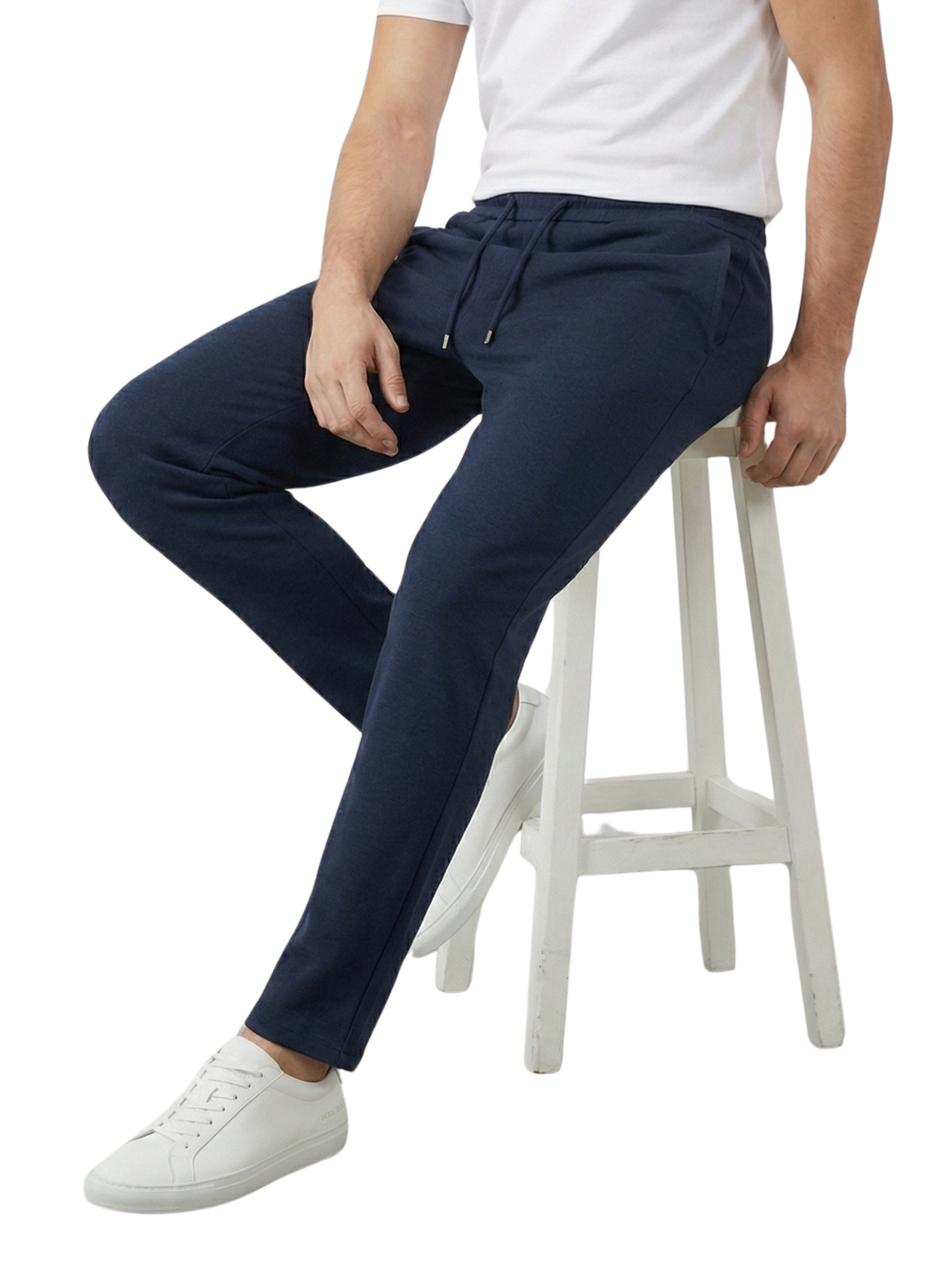 Damat Navy Casual Pant With Elastic Waist