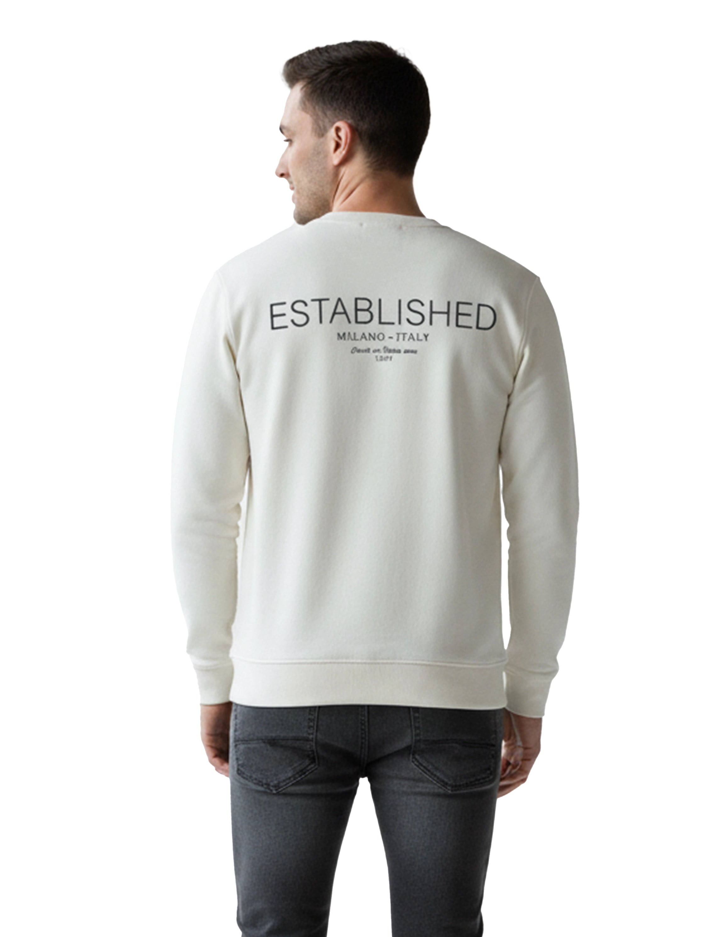 Offwhite Cotton Sweater With Back & Front Design