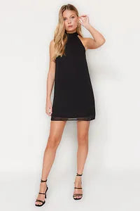 Trendyol Straight Cut Halter Neck Black Dress