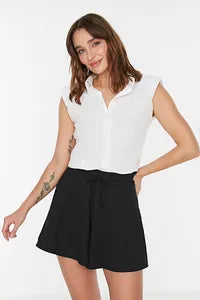 Trendyol Navy Blue Regular Waist Wrap Knitted Short