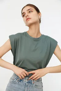 Trendyol Captain Style Cotton Green T-shirt