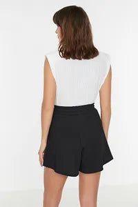 Trendyol Navy Blue Regular Waist Wrap Knitted Short