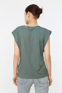 Trendyol Captain Style Cotton Green T-shirt